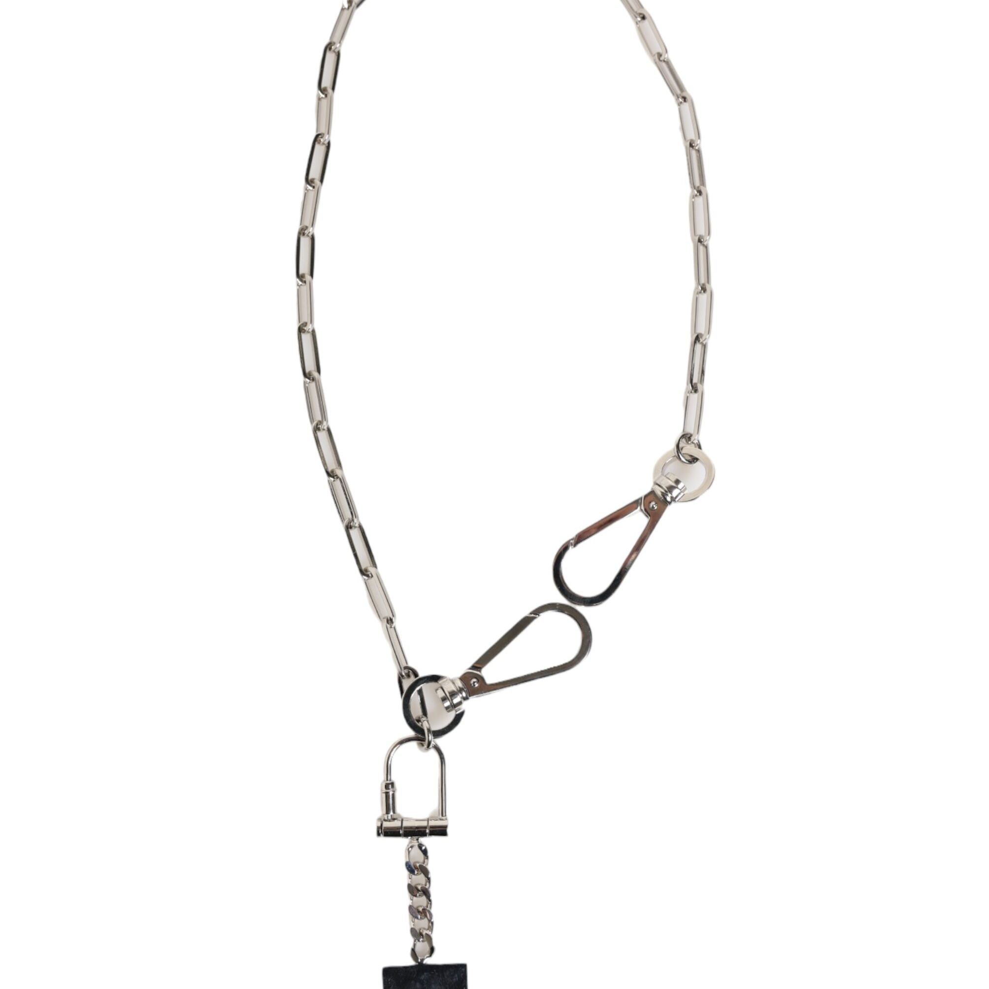 Dolce & Gabbana Silver Tone Metal Chain DG Logo Pendant Men Necklace