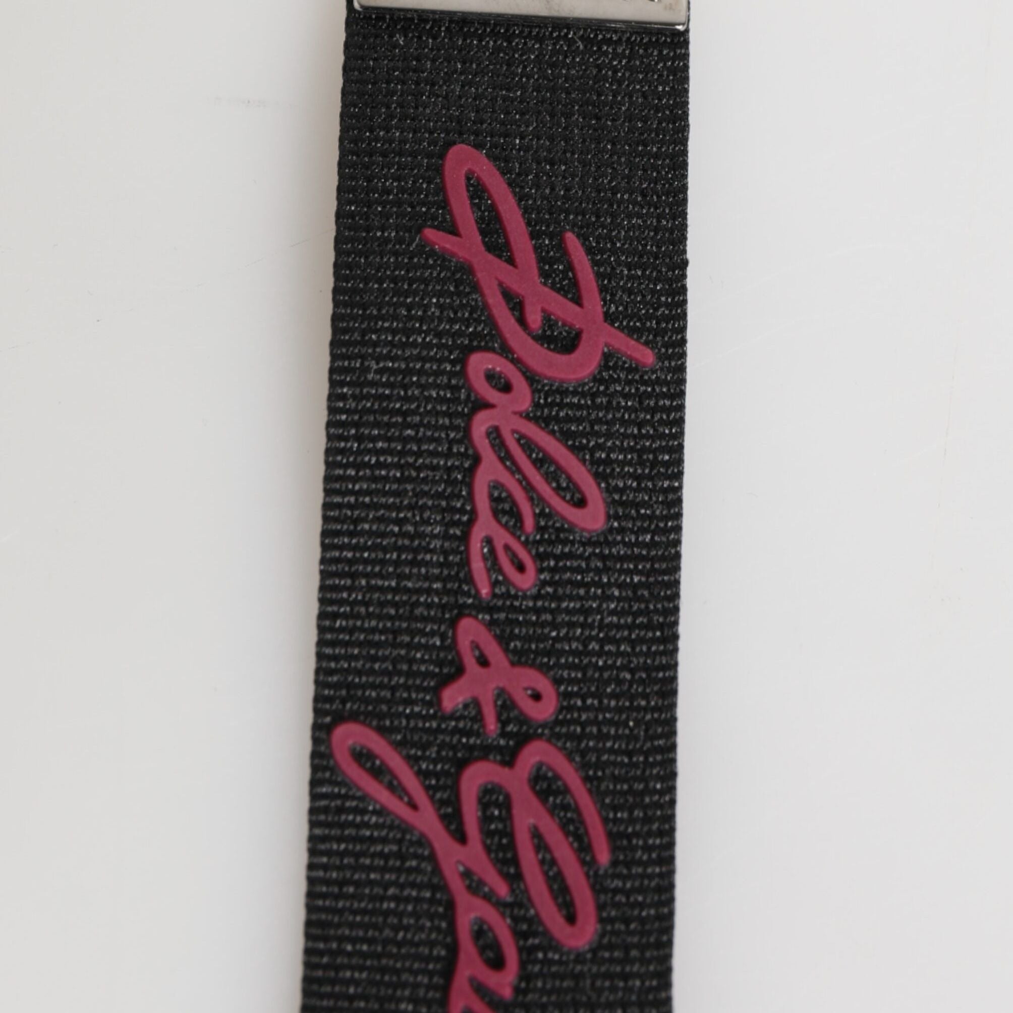 Dolce & Gabbana Black Red Polyester DG Logo Silver Men Keychain Keyring