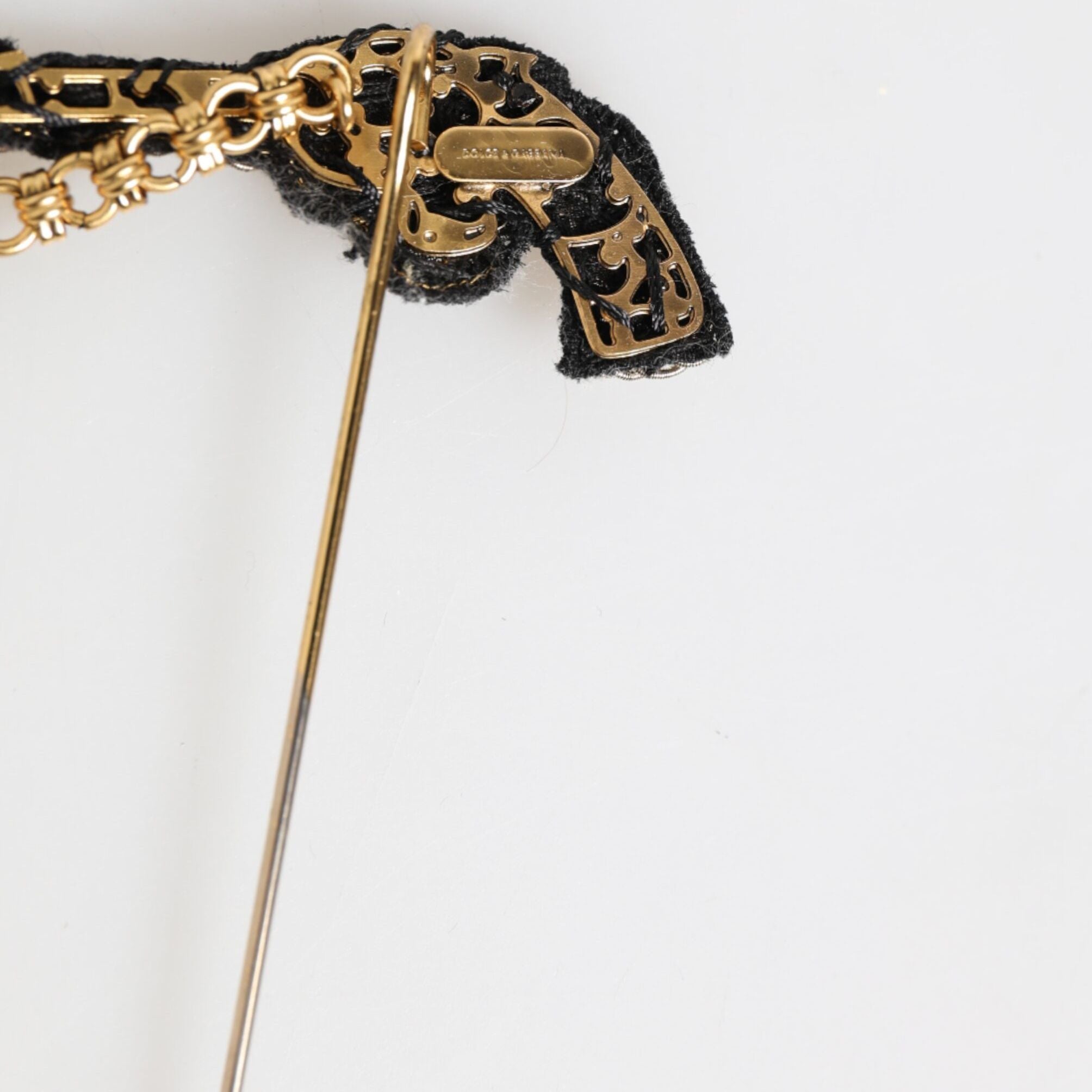 Dolce & Gabbana Lapel Pin Brass Copper Revolver Men Accessories Brooch