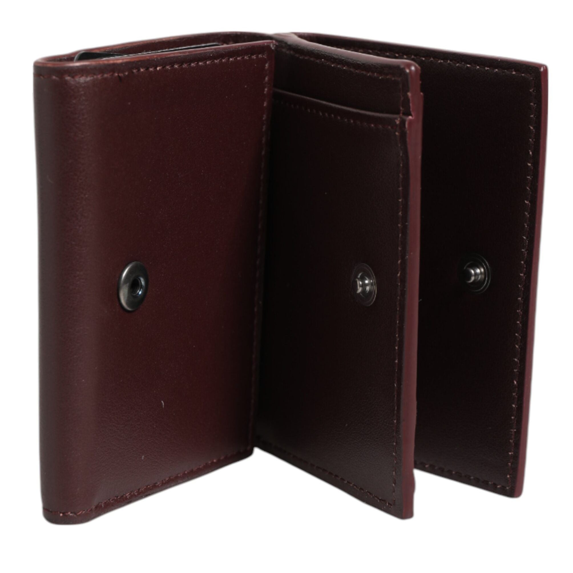 Dolce & Gabbana Leather Embossed Logo Trifold Men Card Holder Dark Brown