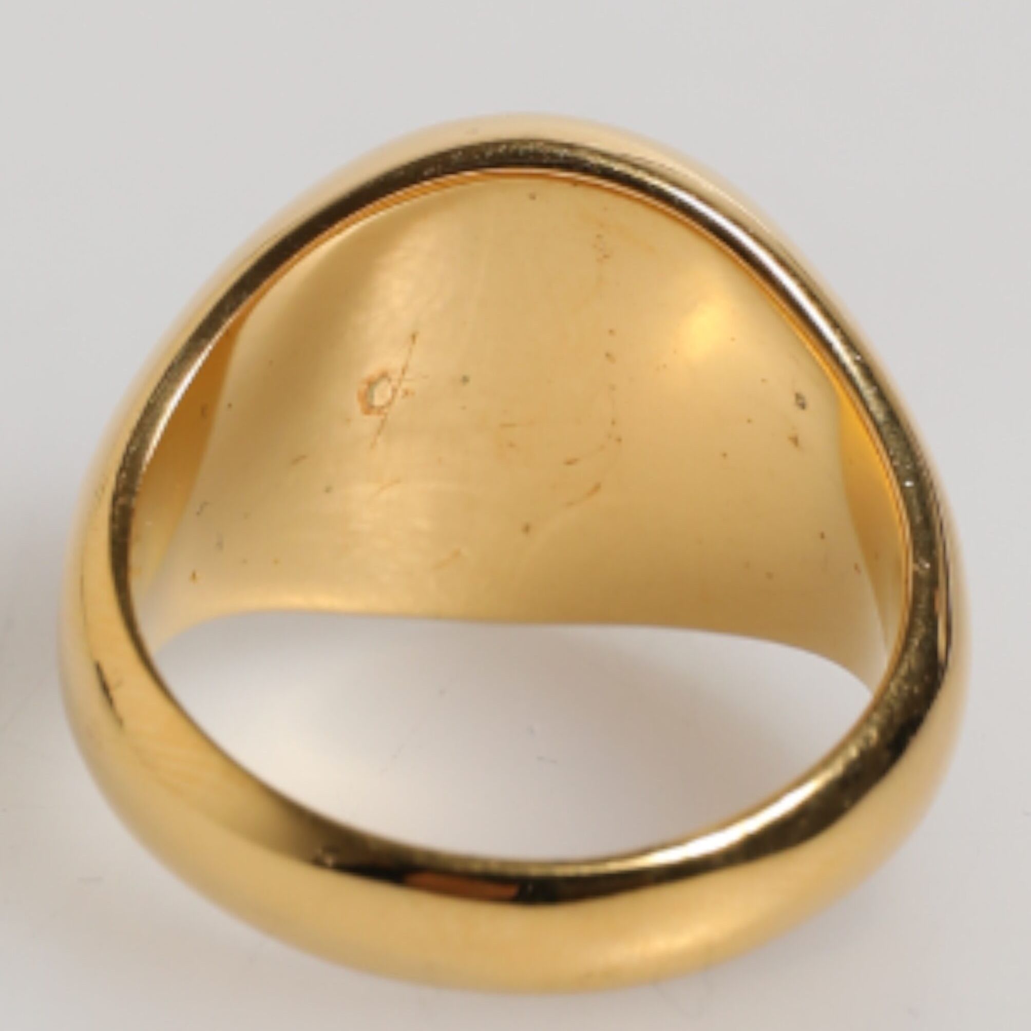 Dolce & Gabbana Gold Tone Real Brass Round Red DG Logo Men Ring