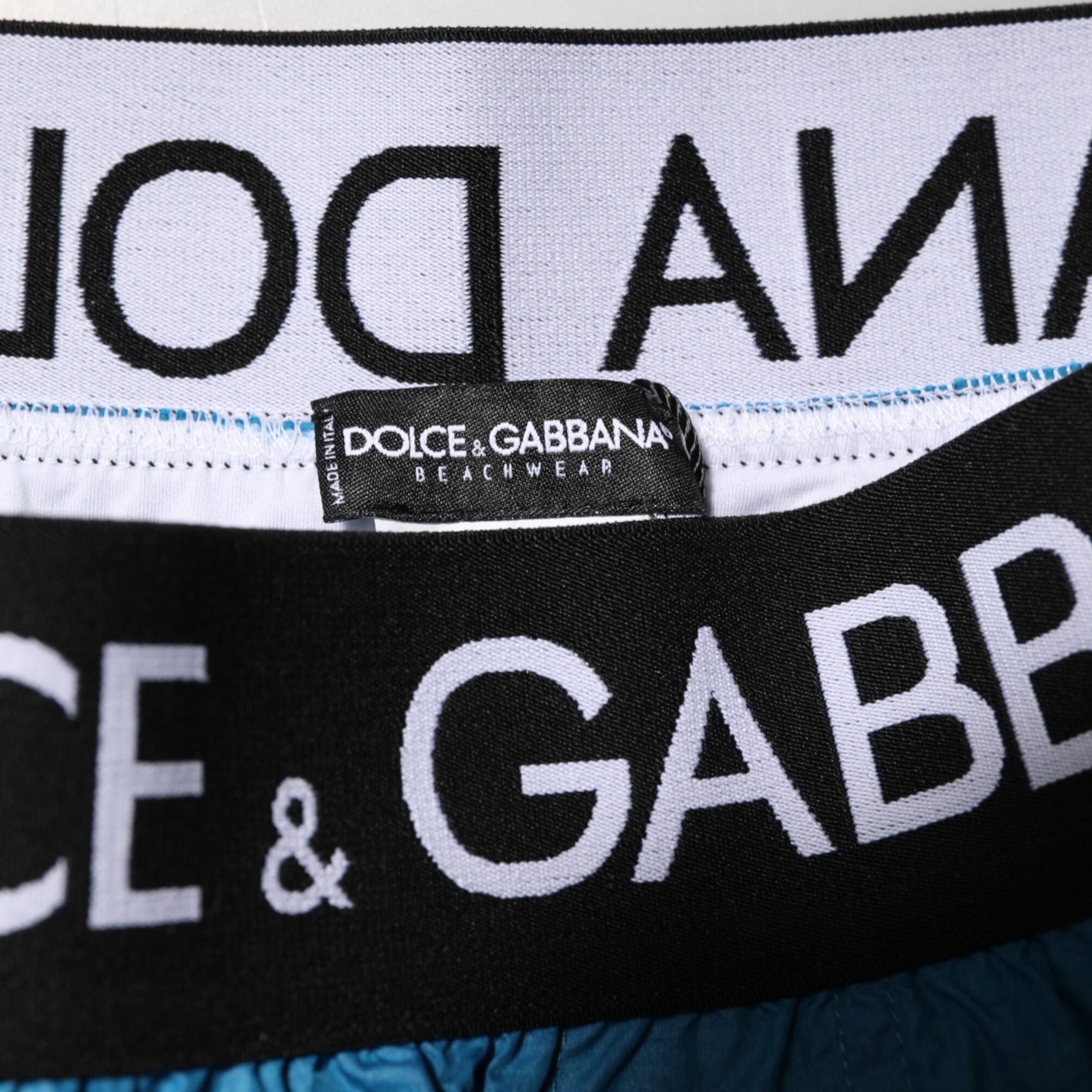 Dolce & Gabbana Blue Logo Waistband Beachwear Shorts Swimwear