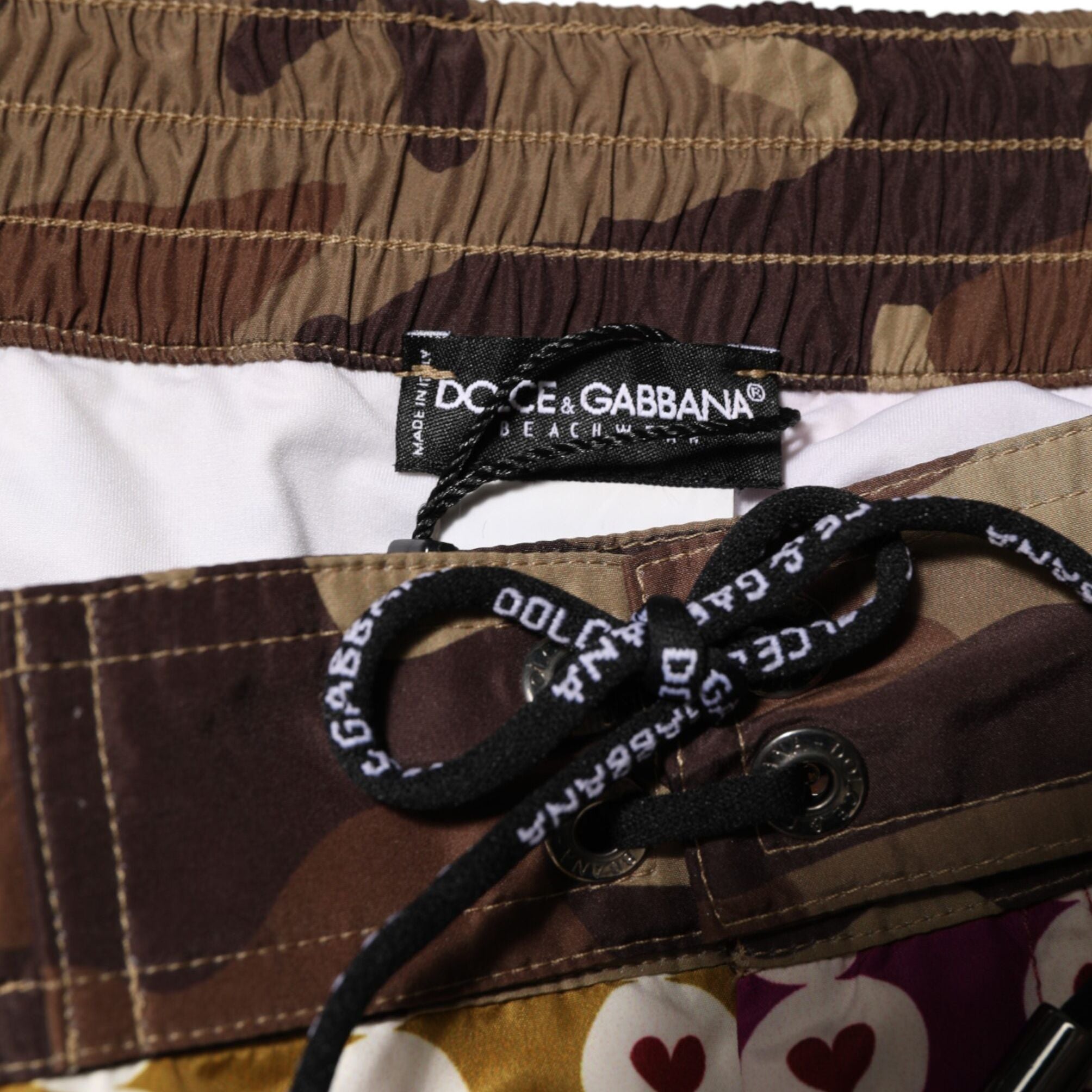 Dolce & Gabbana Multicolor Playing Card Camouflage Shorts Swimwear