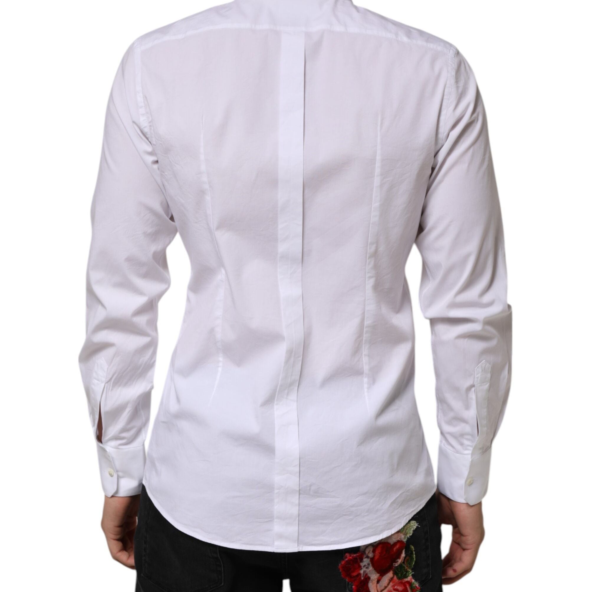 Dolce & Gabbana White Cotton GOLD Long Sleeves Formal Men Shirt