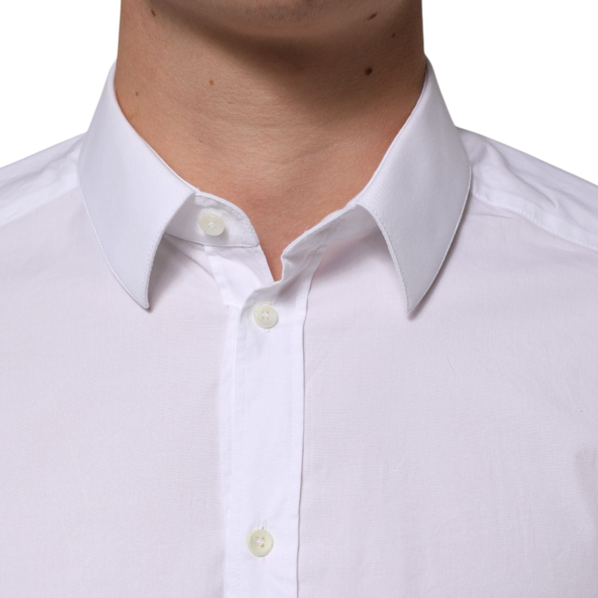 Dolce & Gabbana White Cotton GOLD Long Sleeves Formal Men Shirt