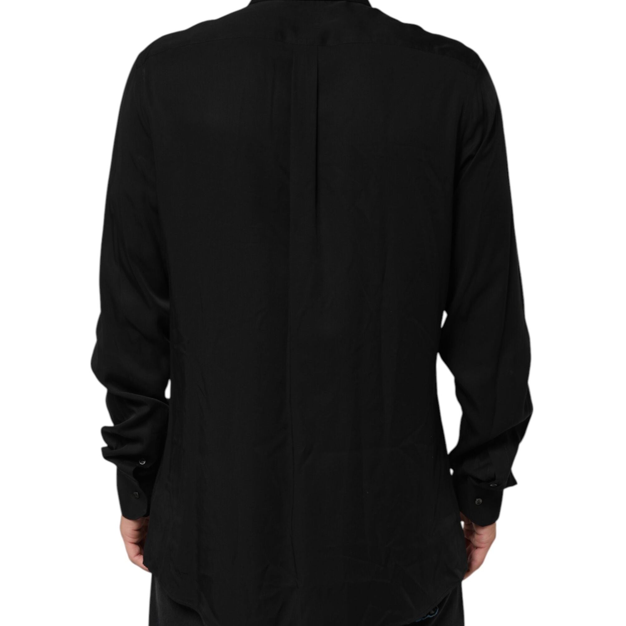 Dolce & Gabbana Black Viscose Long Sleeve Formal Dress Shirt