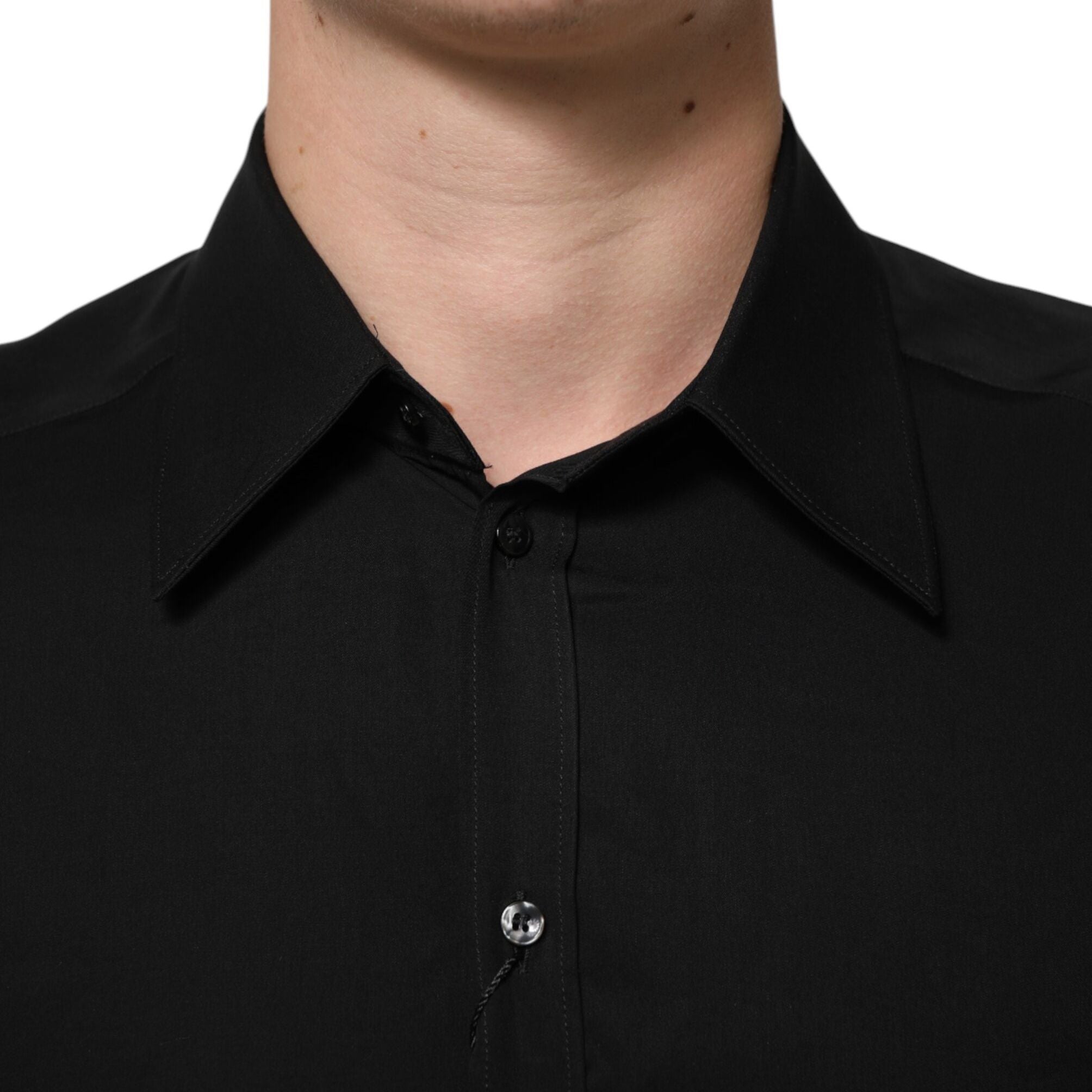 Dolce & Gabbana Black Viscose Long Sleeve Formal Dress Shirt