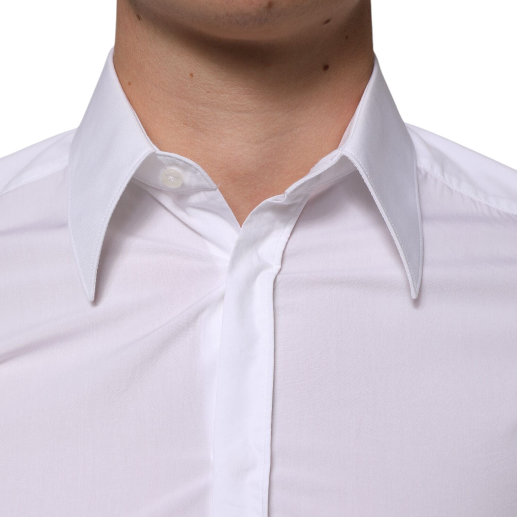 Dolce & Gabbana White Cotton MARTINI Long Sleeve Dress Shirt