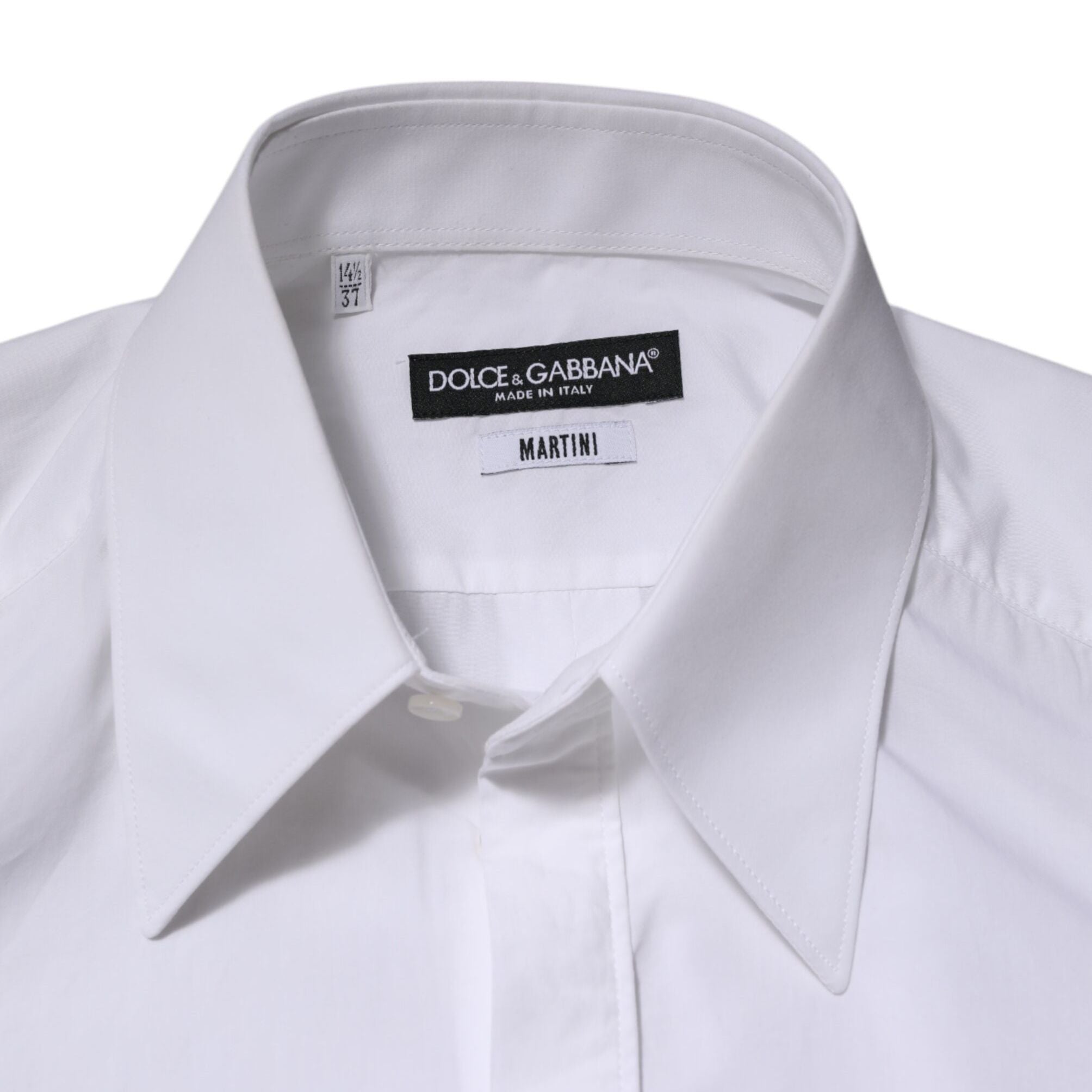 Dolce & Gabbana White Cotton MARTINI Long Sleeve Dress Shirt