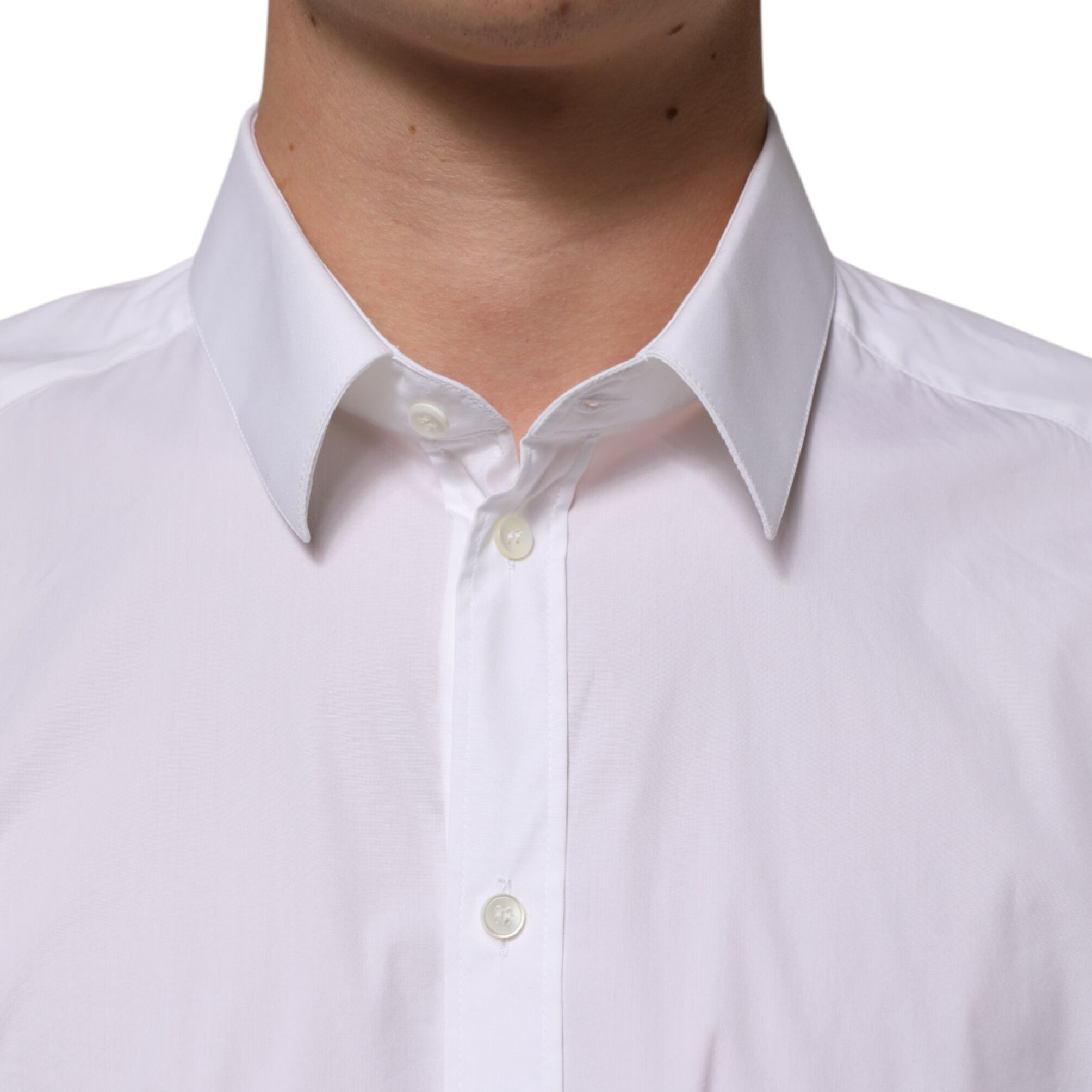 Dolce & Gabbana White Cotton GOLD Long Sleeves Formal Shirt