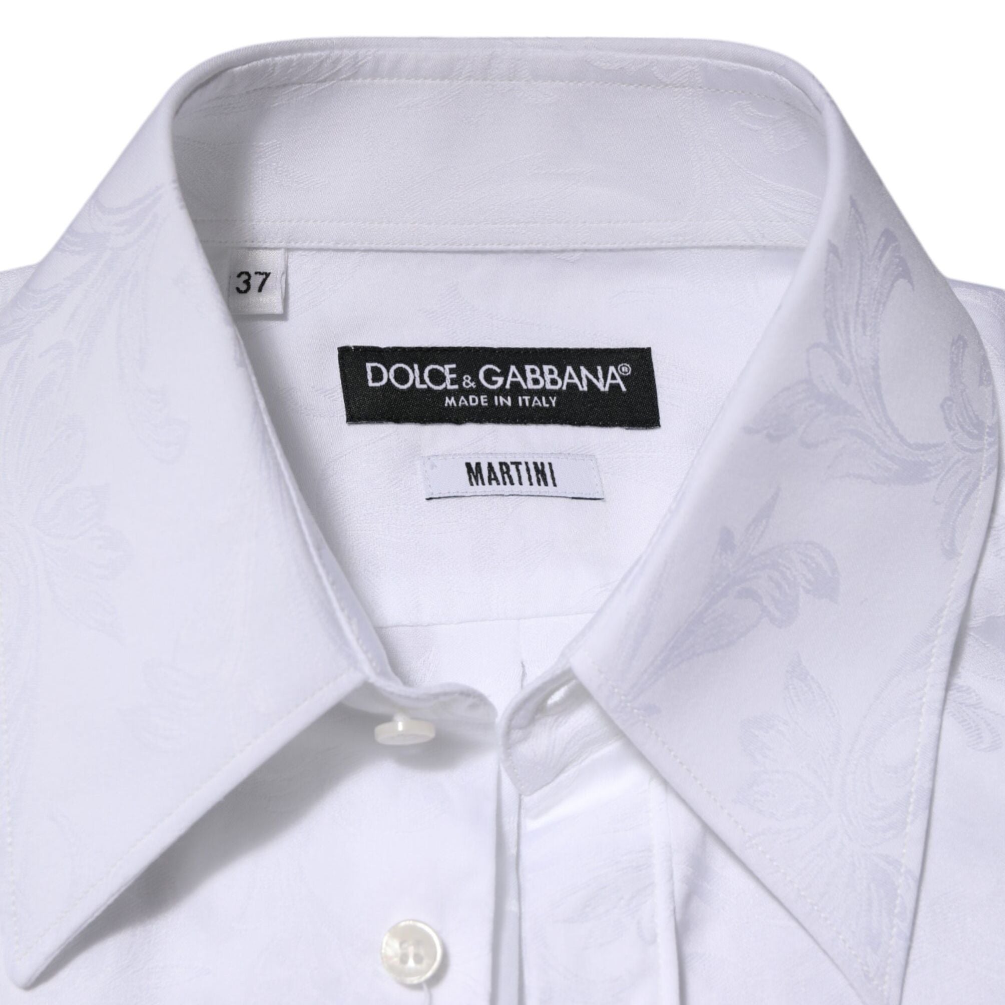 Dolce & Gabbana White Cotton MARTINI Paisley Jacquard Shirt
