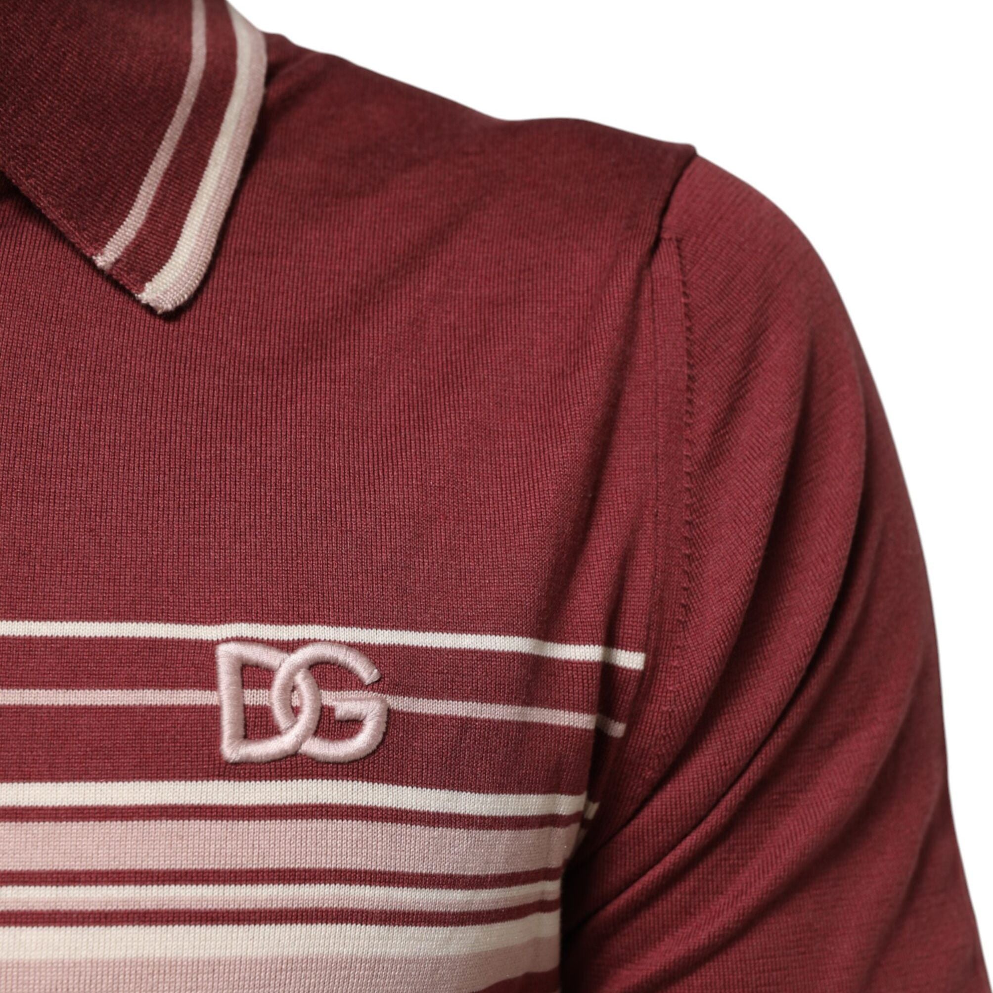 Dolce & Gabbana Cotton Burgundy Striped DG Logo Polo  T-shirt