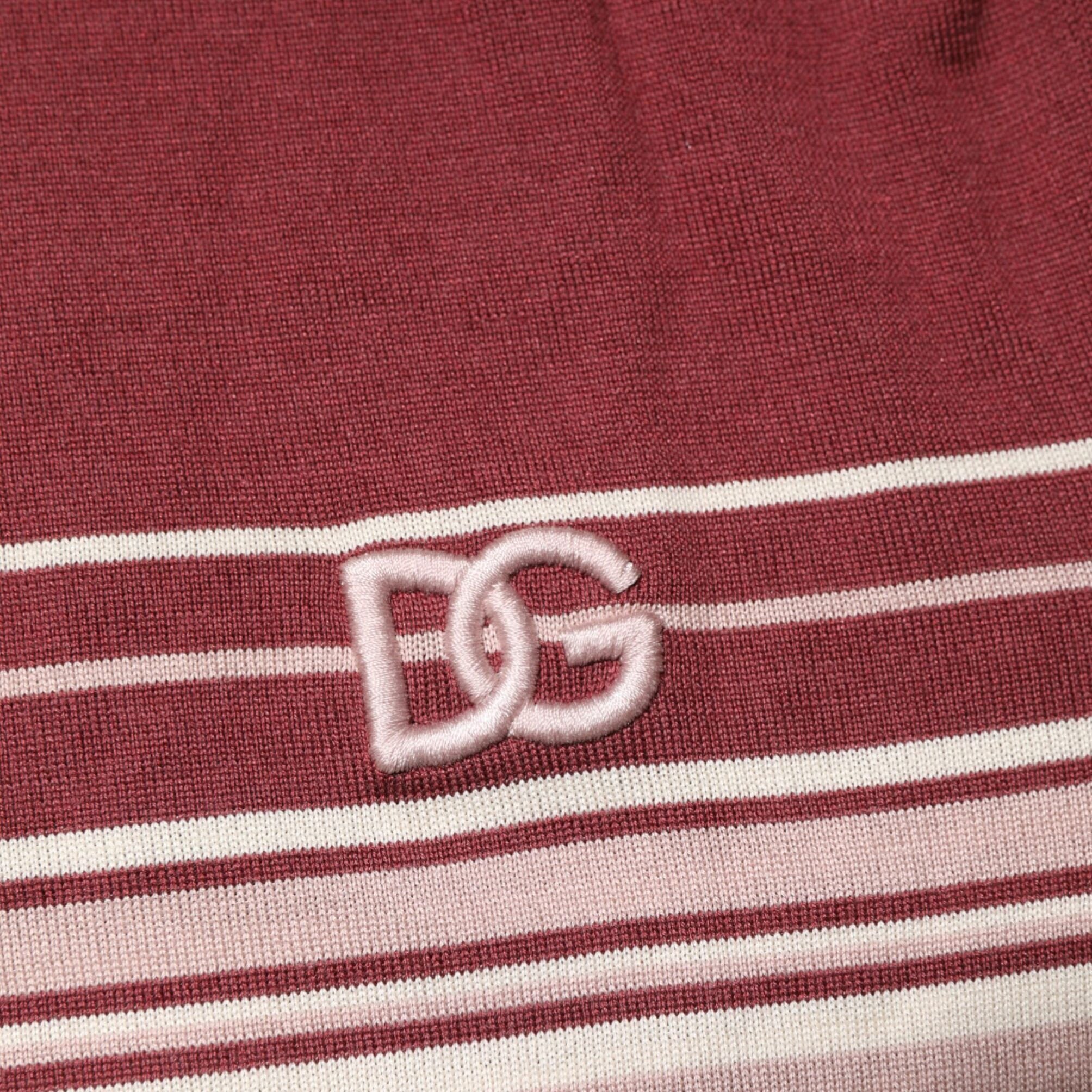 Dolce & Gabbana Cotton Burgundy Striped DG Logo Polo  T-shirt