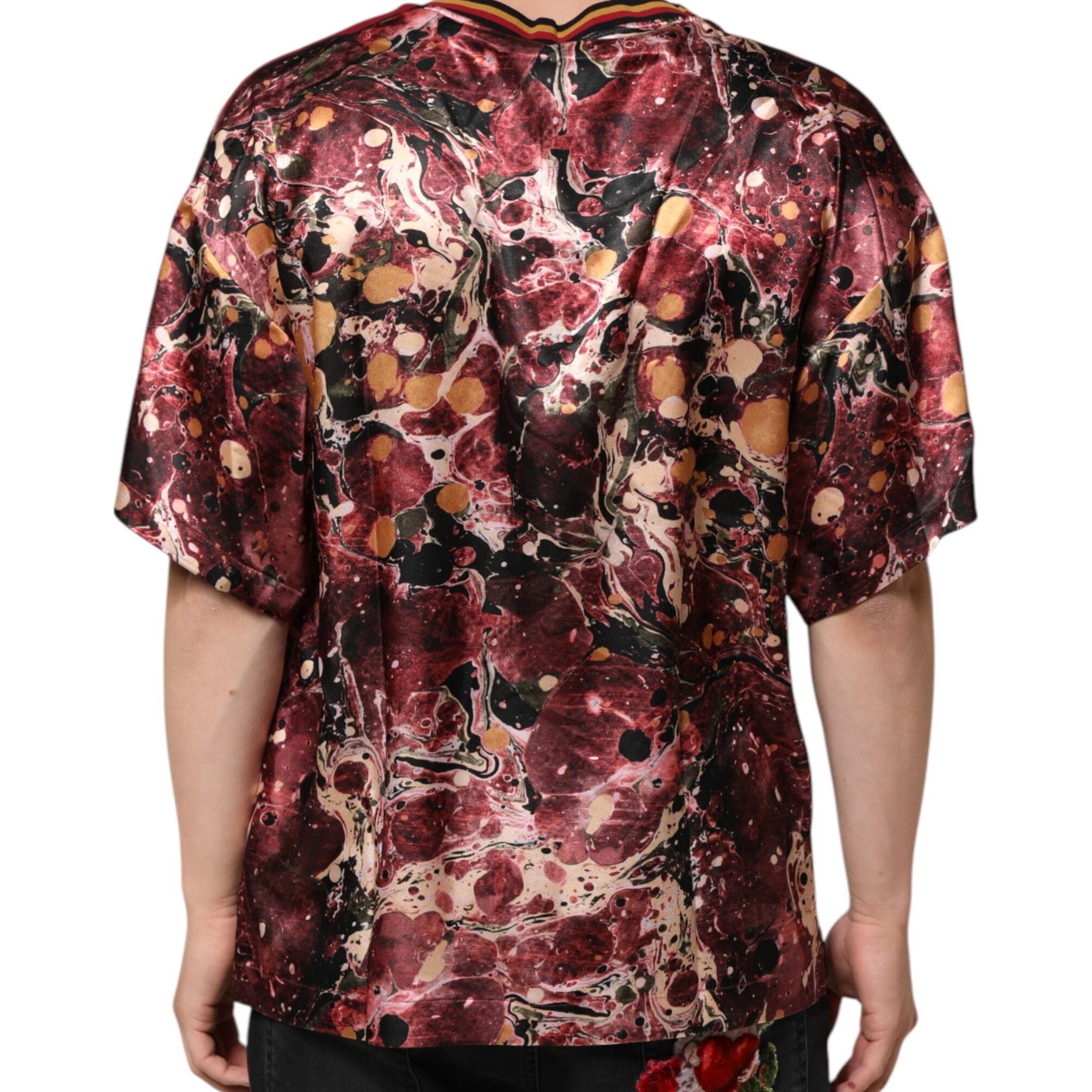 Dolce & Gabbana Multicolor Polyester Marble Print Oversize T-shirt