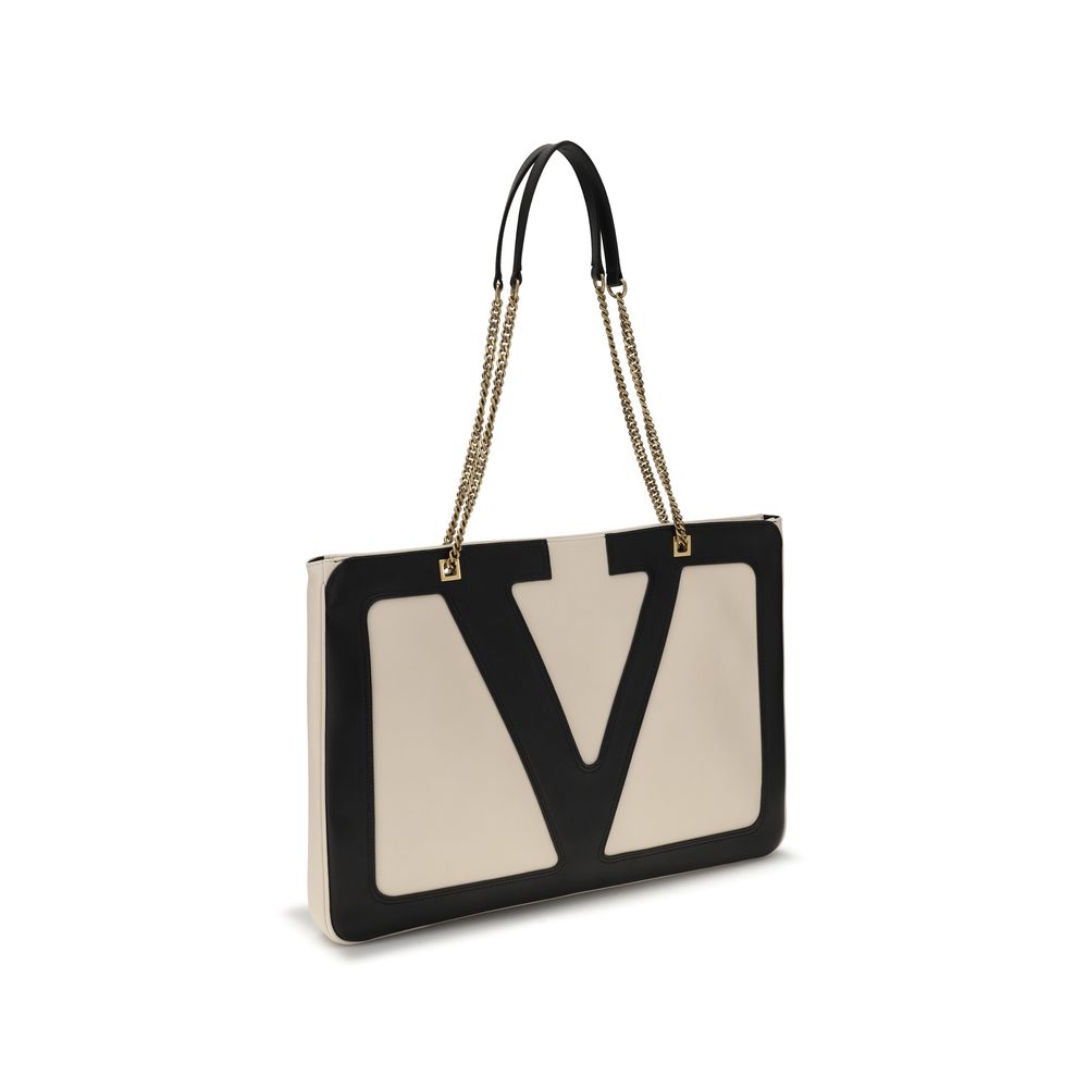 Valentino Garavani Beige Calf Leather Bos Taurus Shoulder Bag