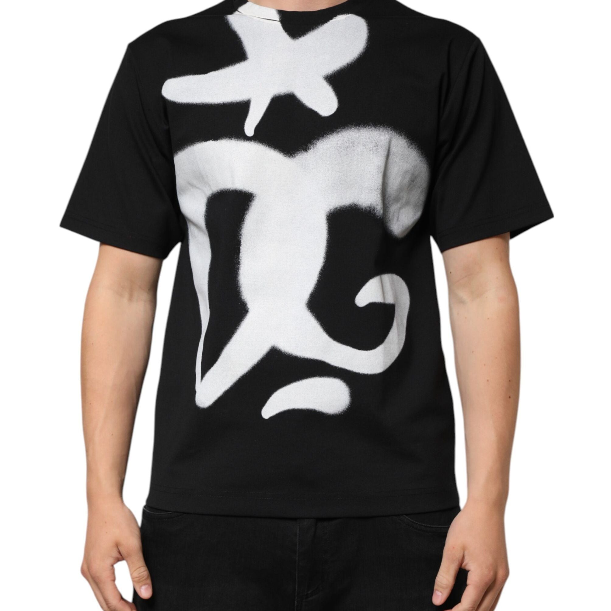 Dolce & Gabbana Black Cotton DG Logo Graffiti Short Sleeve T-shirt