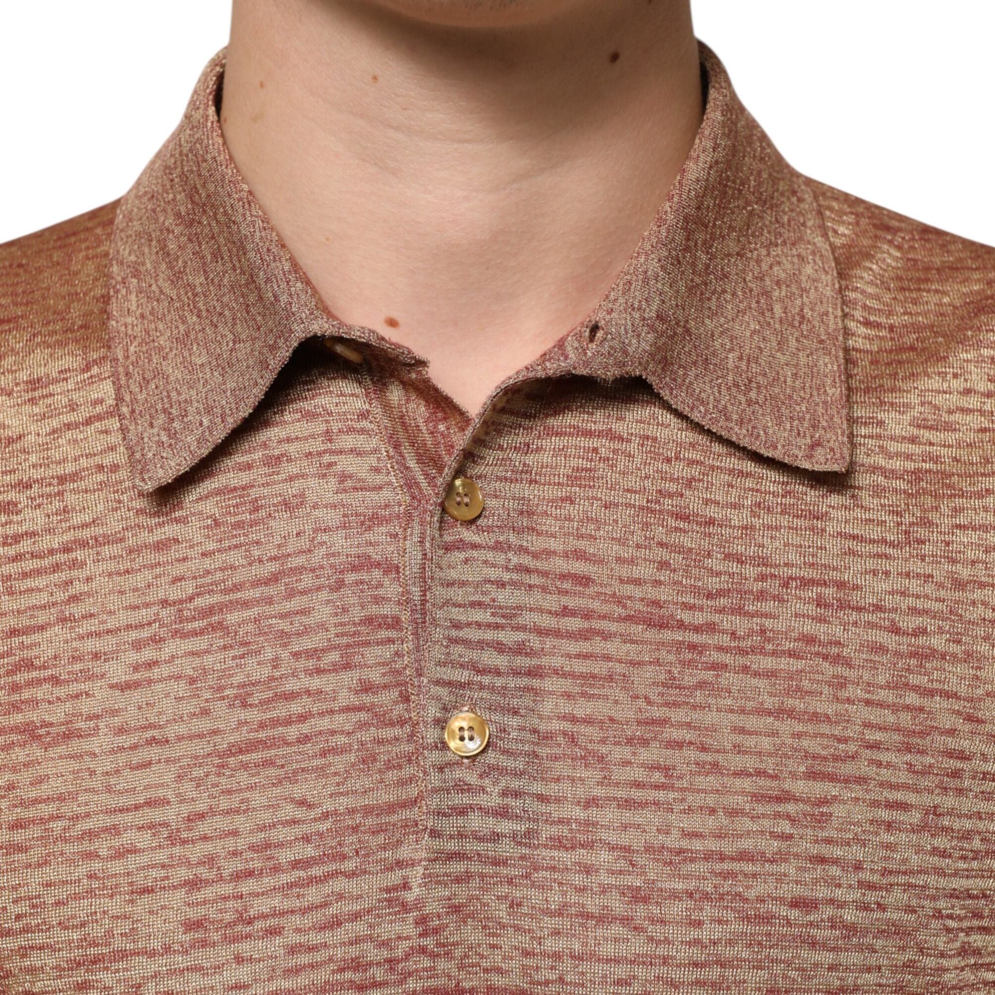 Dolce & Gabbana Brown Silk Textured Short Sleeve Polo T-shirt