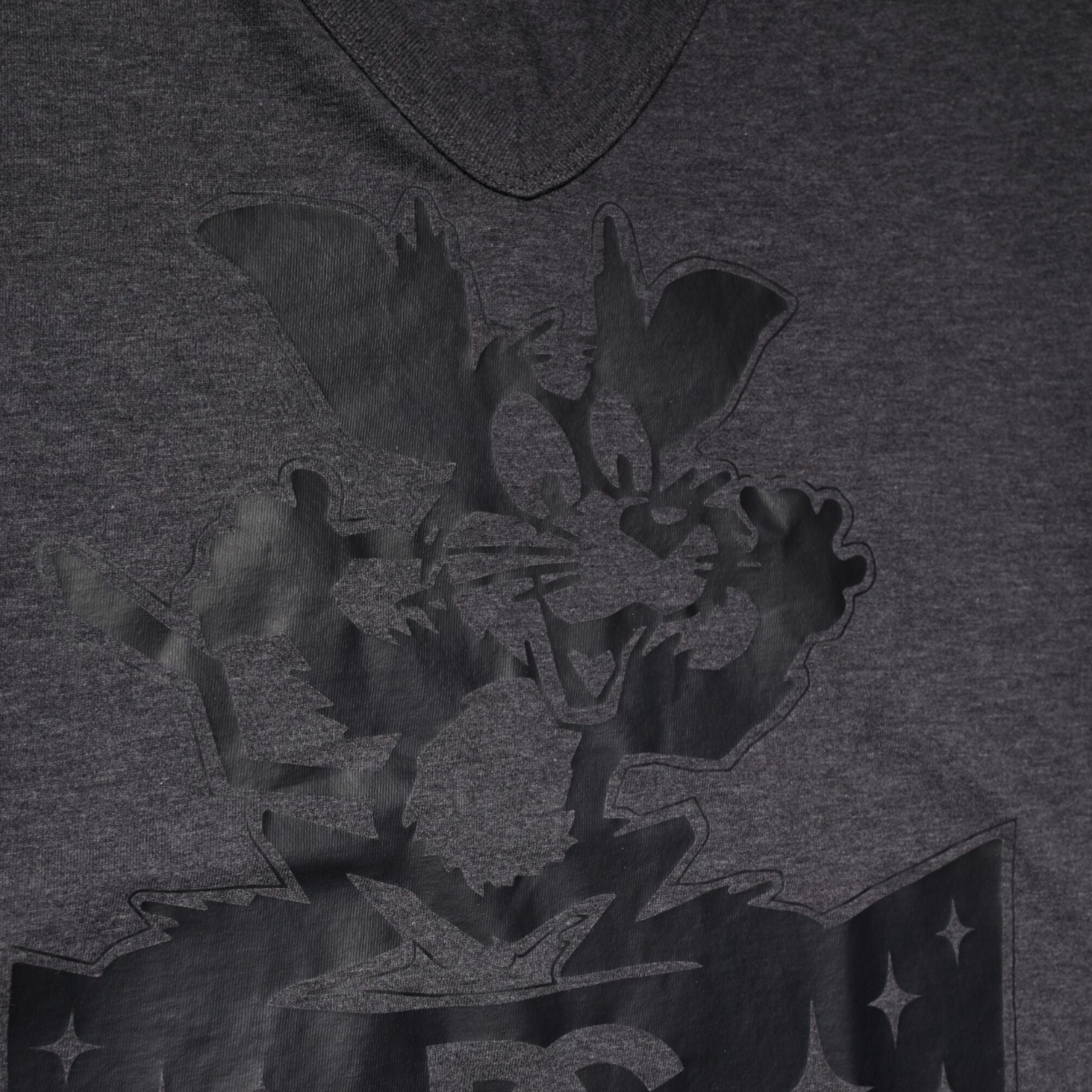 Dolce & Gabbana Black Charcoal DG Logo V-Neck Men T-shirt