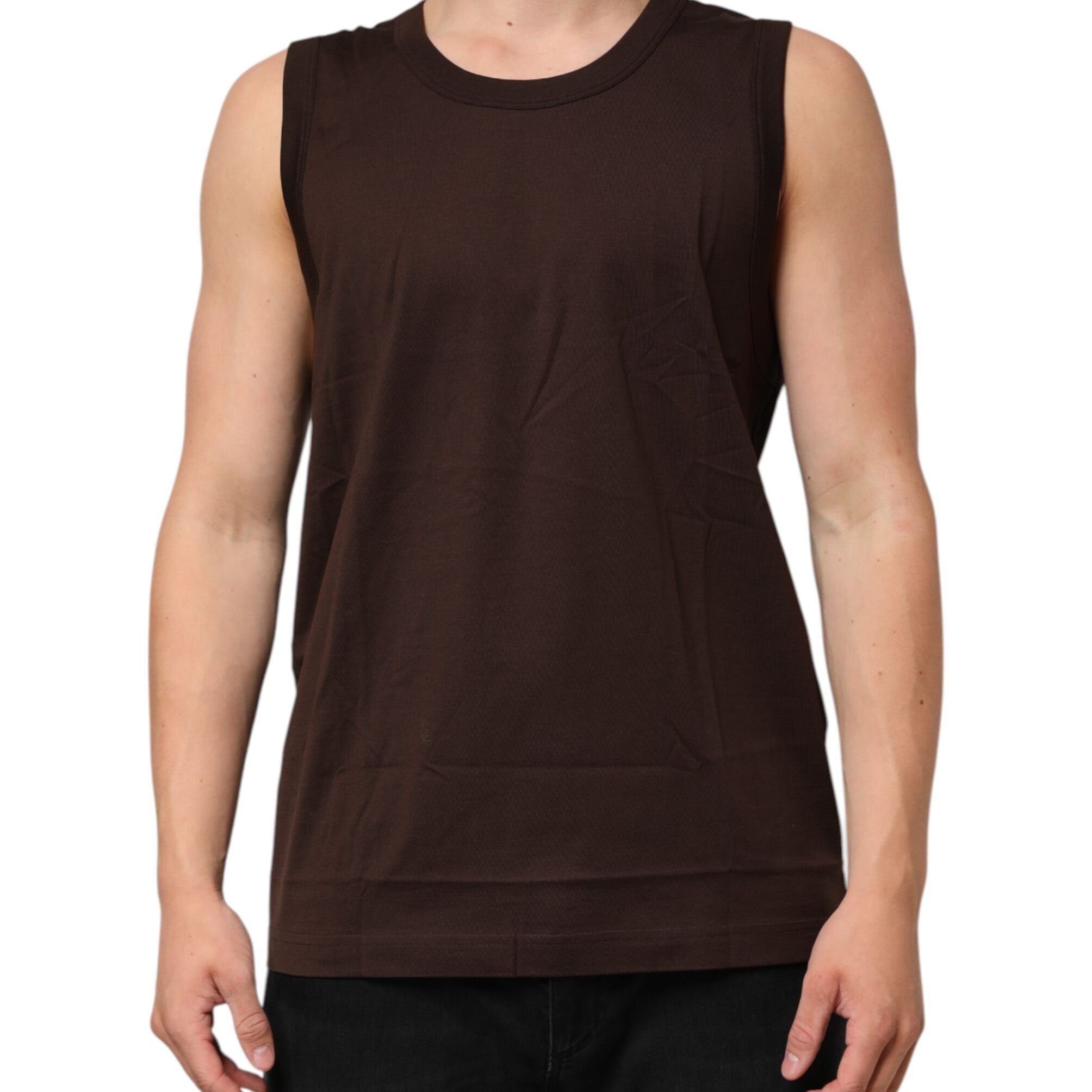 Dolce & Gabbana Brown Cotton Sleeveless Underwear Men Tank Top
