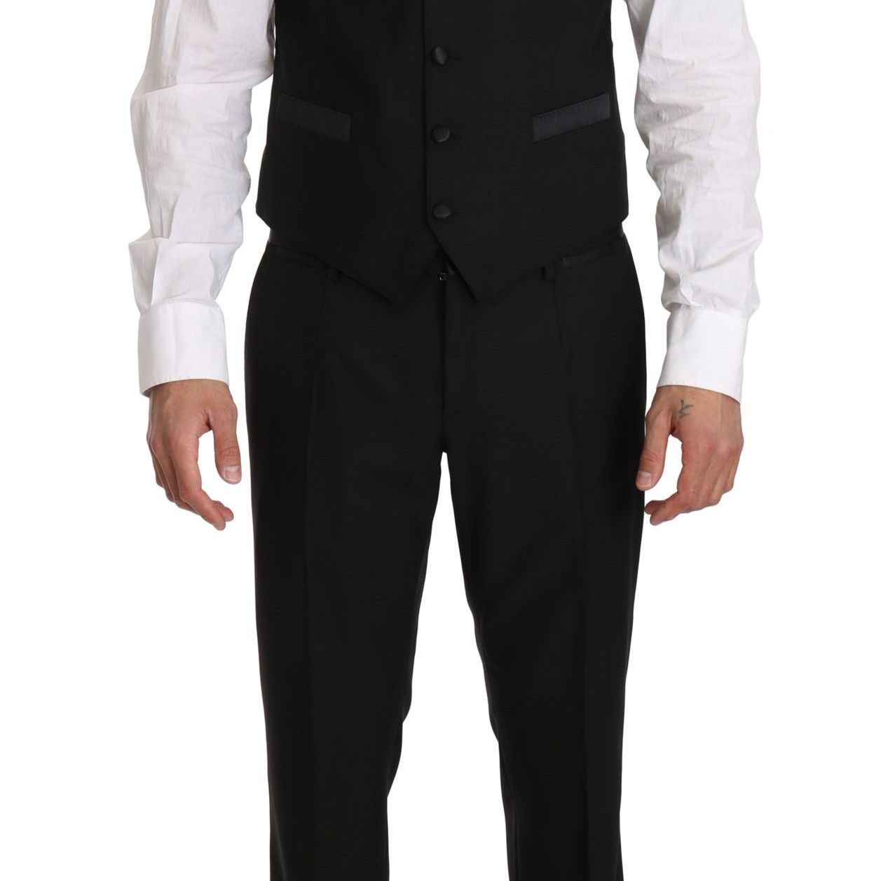 Dolce & Gabbana Black Wool Dress Waistcoat Gillet Vest
