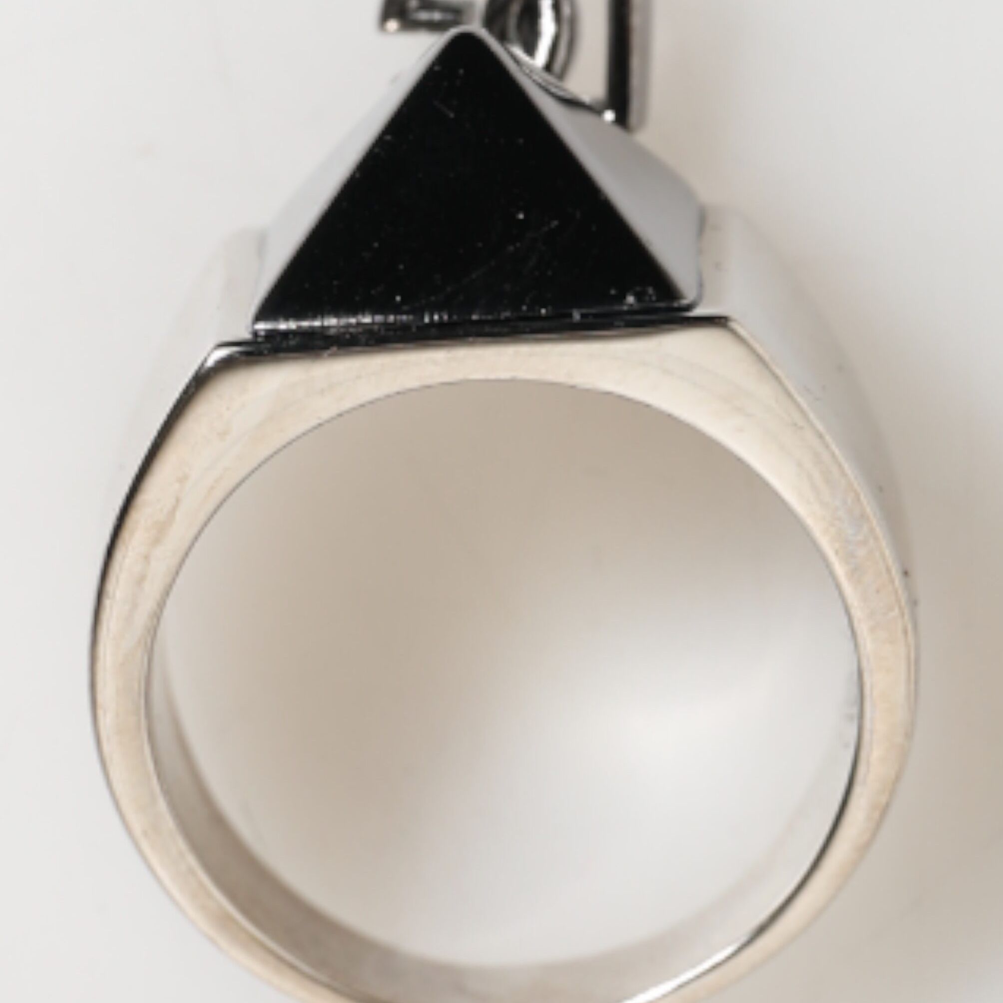 Dolce & Gabbana Silver Tone Pyramid DG Logo Real Brass Ring