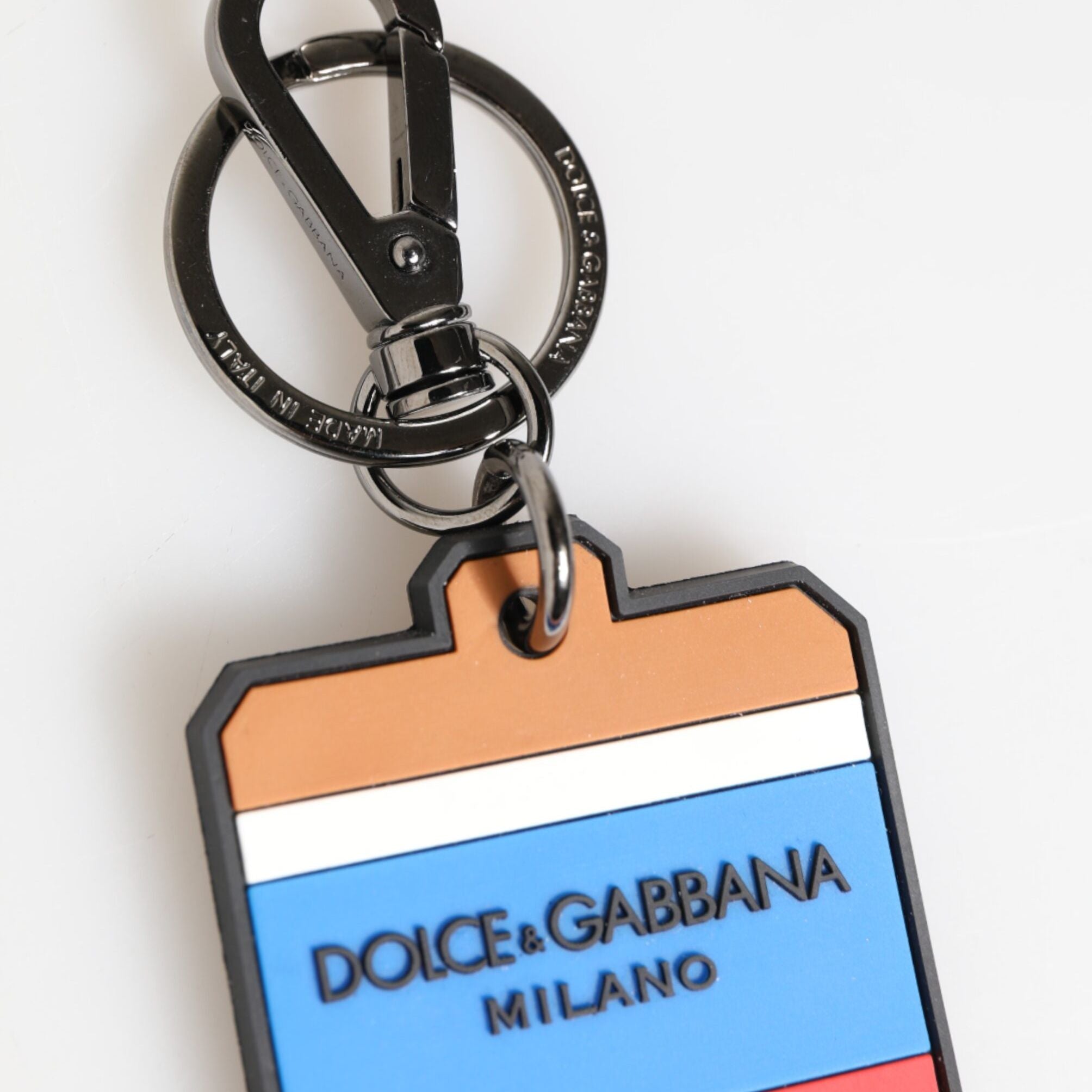 Dolce & Gabbana Multicolor DG Rubber Logo Silver Men's Keychain Keyring
