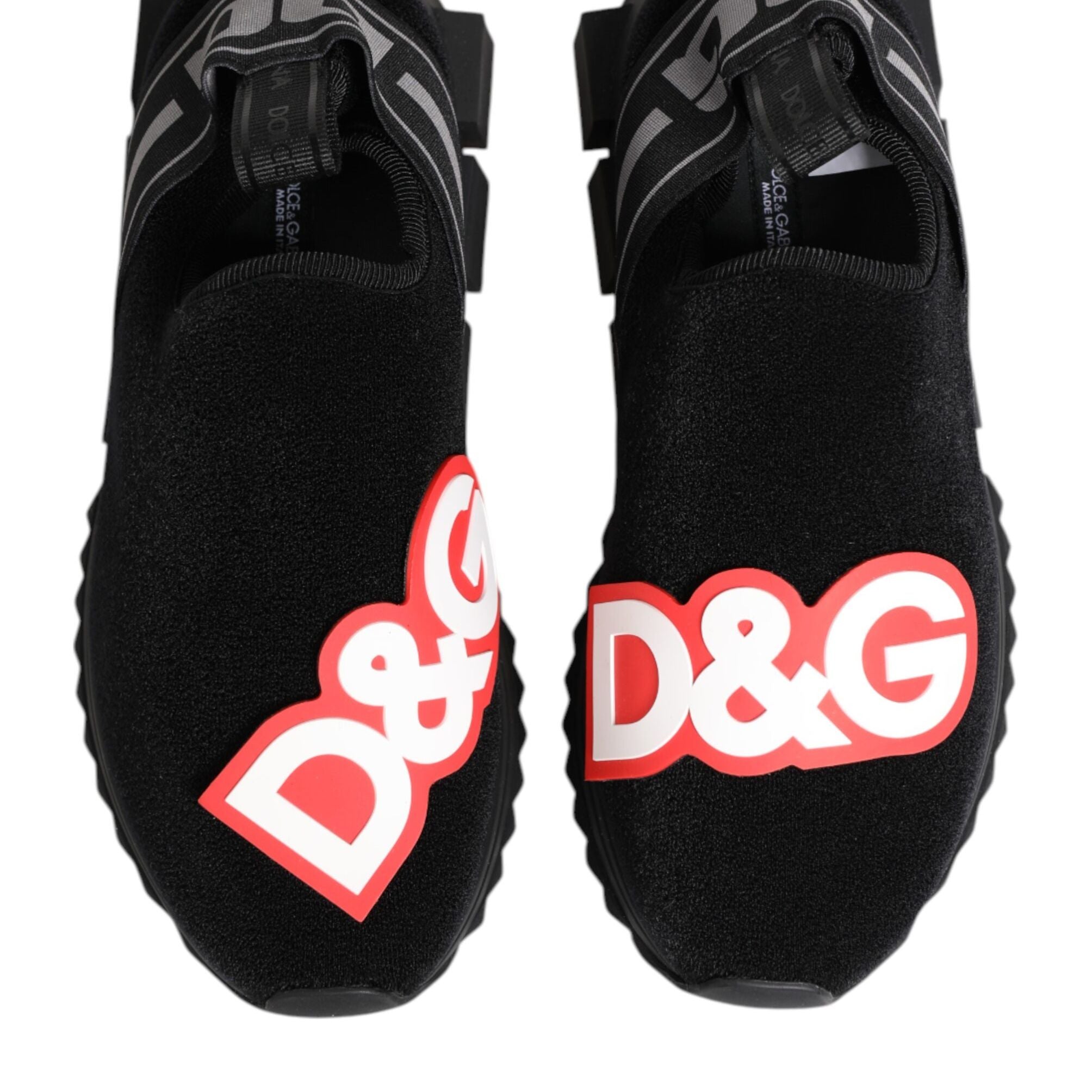 Dolce & Gabbana Black Grey Slip On Sorrento Sneakers Shoes