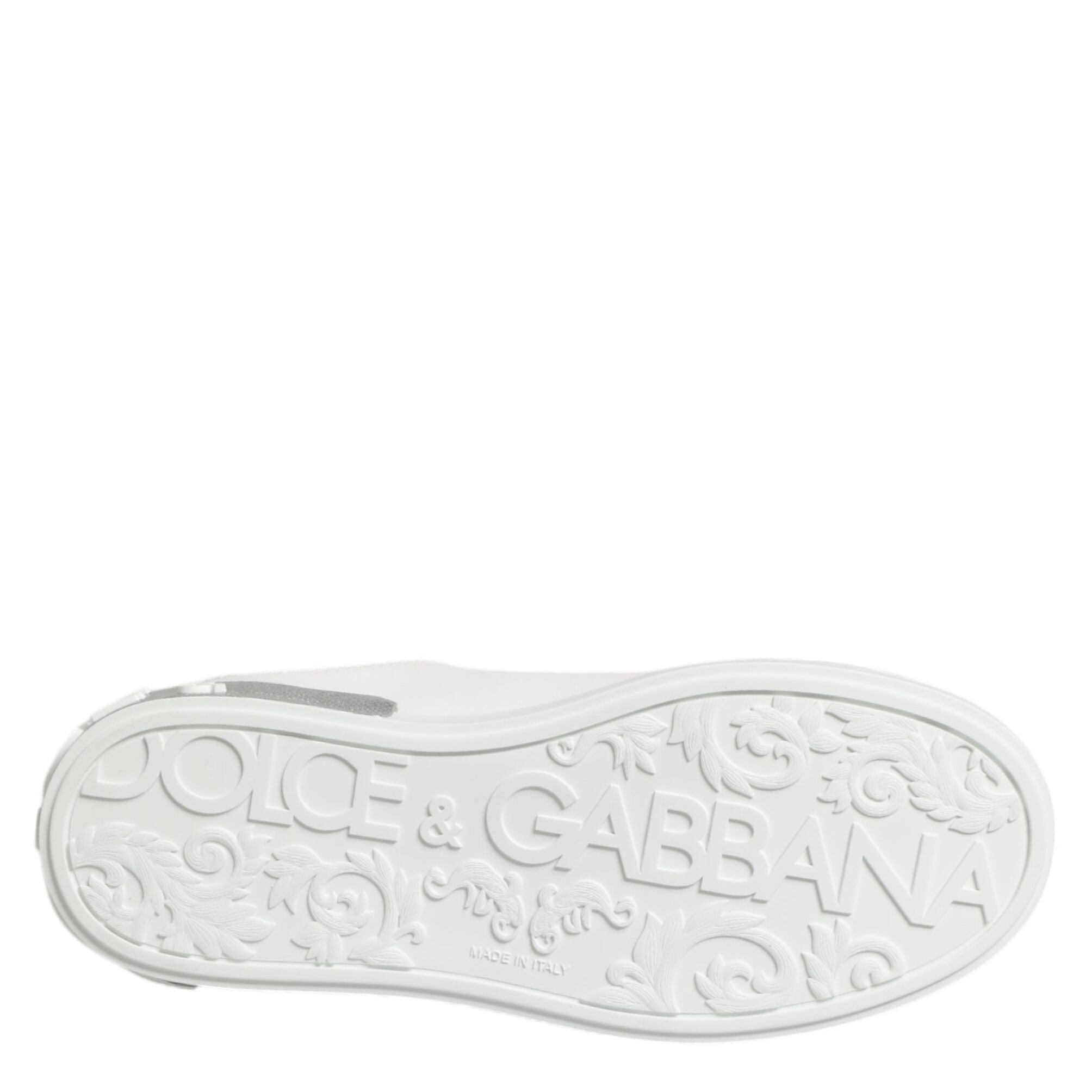 Dolce & Gabbana White Purple Leather Low Top Sneakers Shoes