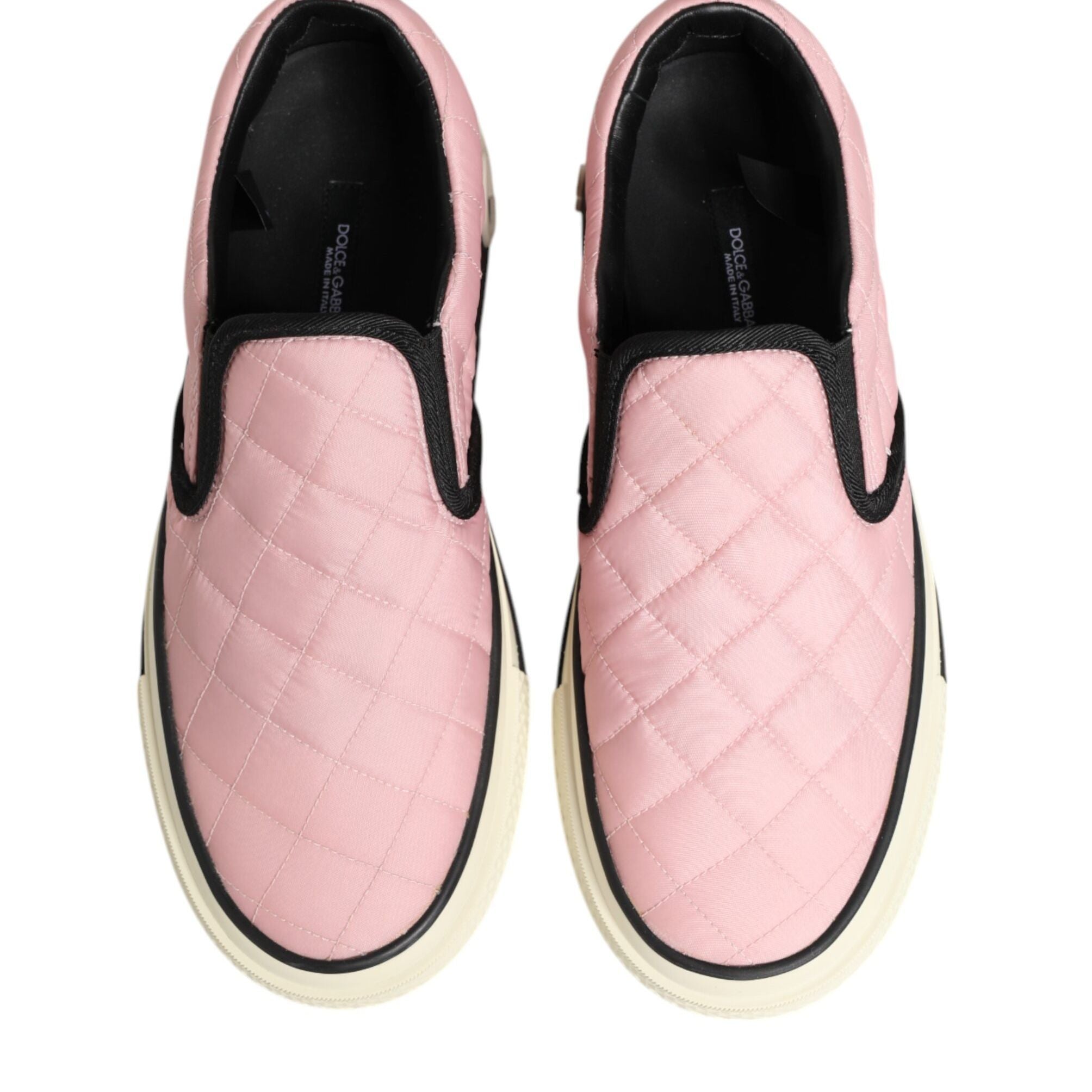 Dolce & Gabbana Pink Quilted Nylon Slip-On Sneaker Shoes