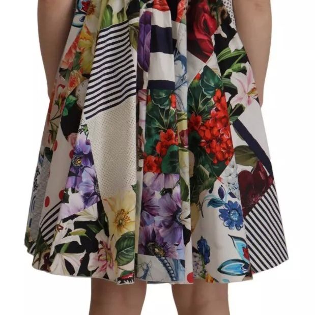 Dolce & Gabbana Multicolor Poplin Floral Mini Flared Dress