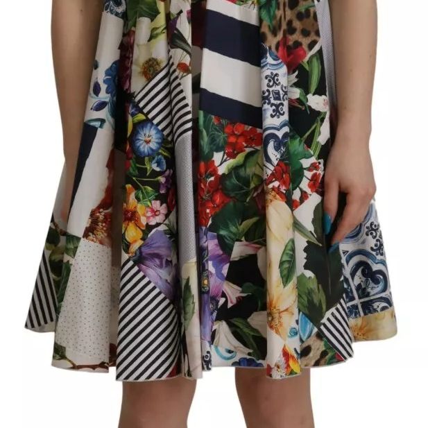 Dolce & Gabbana Multicolor Poplin Floral Mini Flared Dress