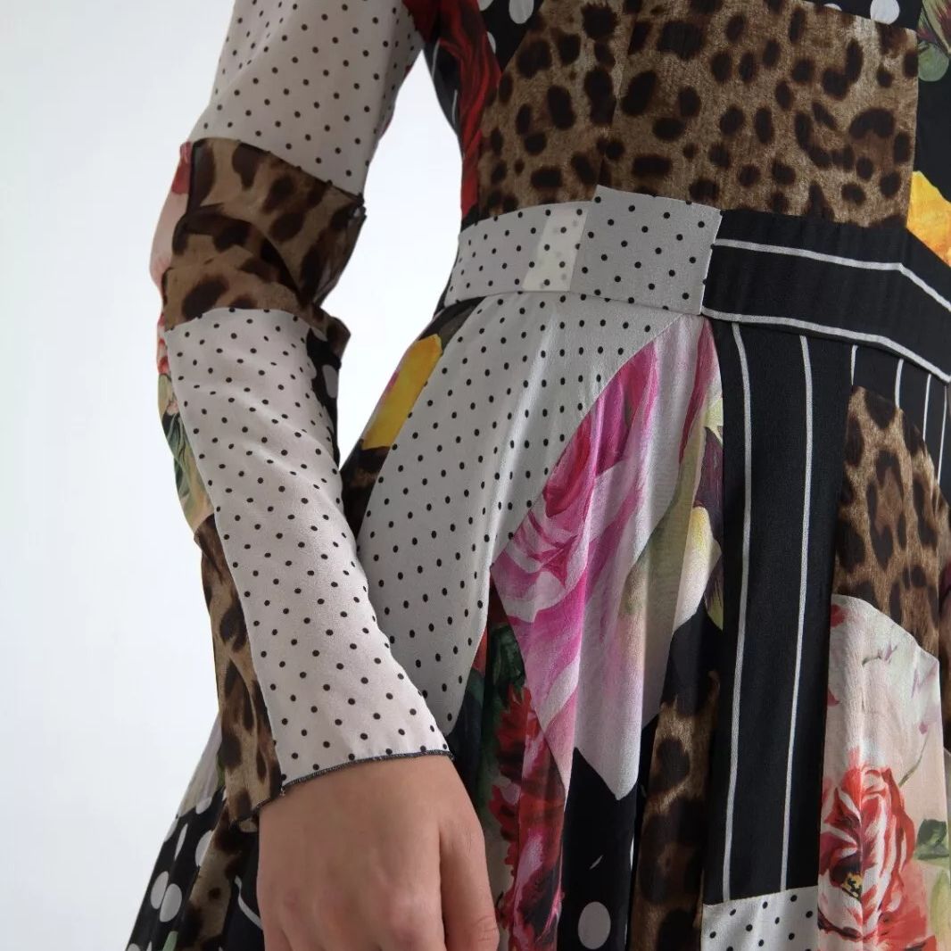 Dolce & Gabbana Multicolor Patchwork Floral Leopard Dress