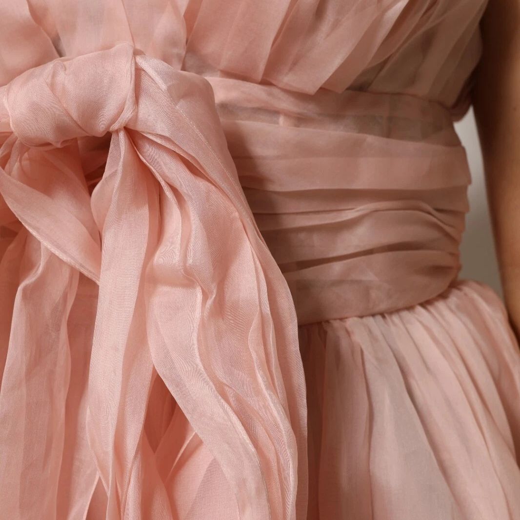 Dolce & Gabbana Pink Silk Chiffon A-line Pleated Midi Dress