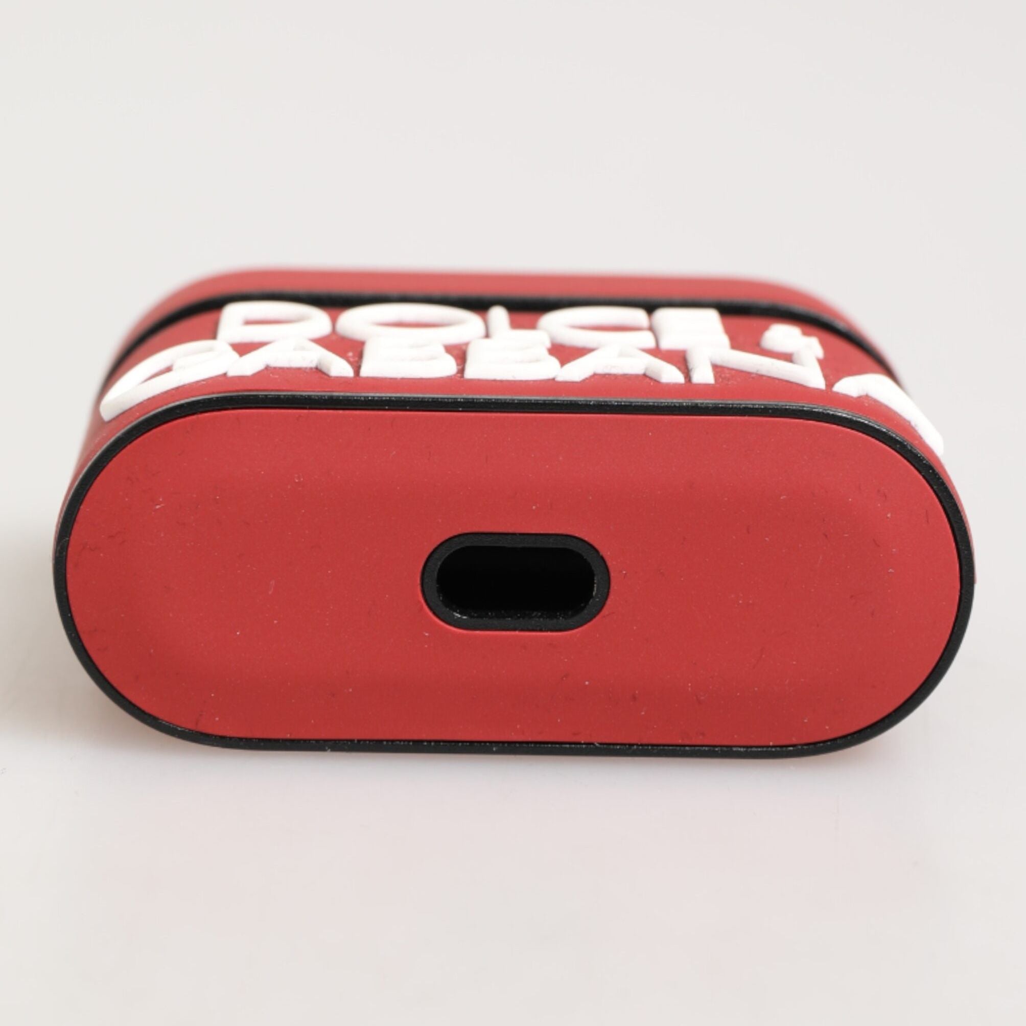 Dolce & Gabbana Red White Silicone Embossed Logo Accessory Airpods Case