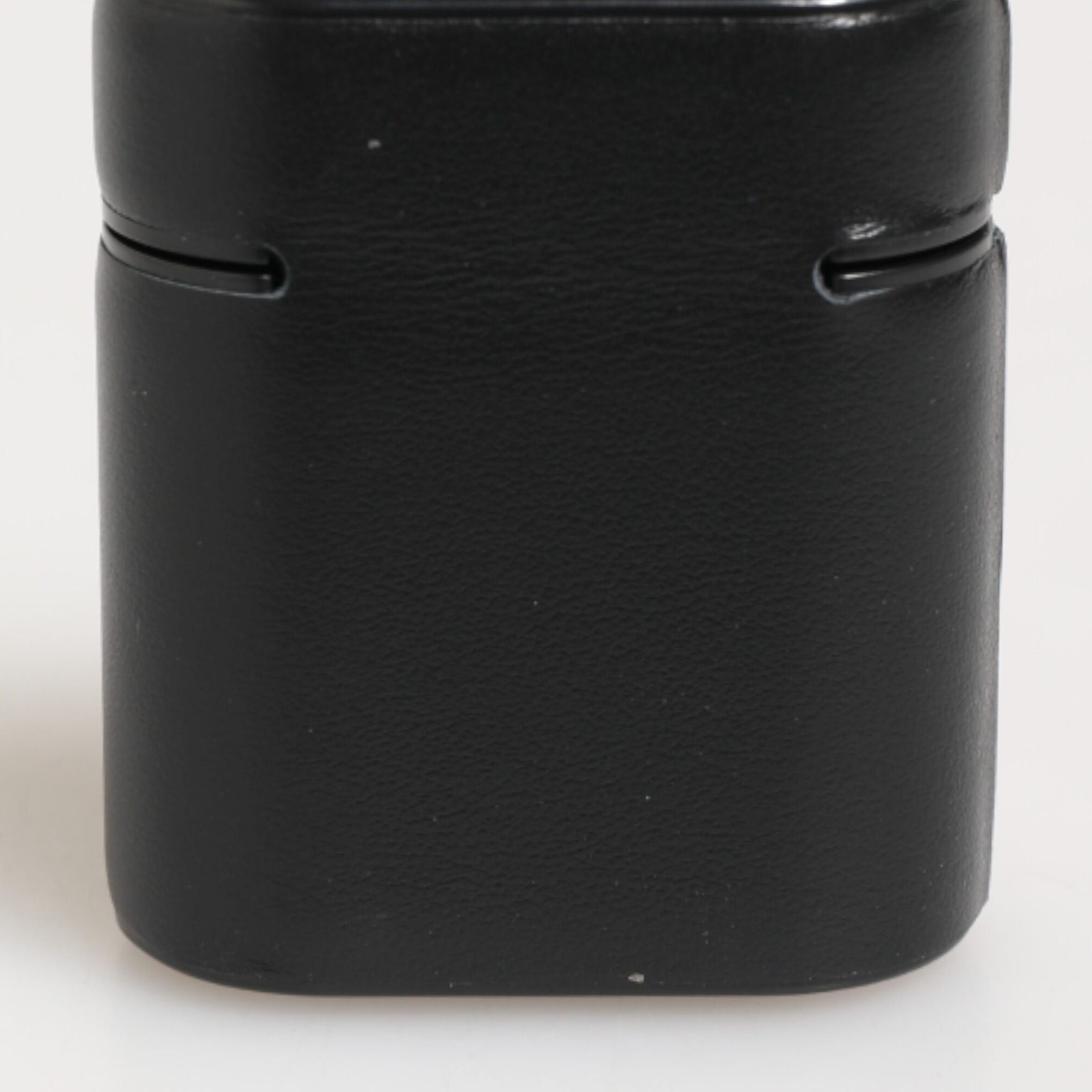 Dolce & Gabbana Black Calfskin Leather Logo Print Flip Holder Airpods Case
