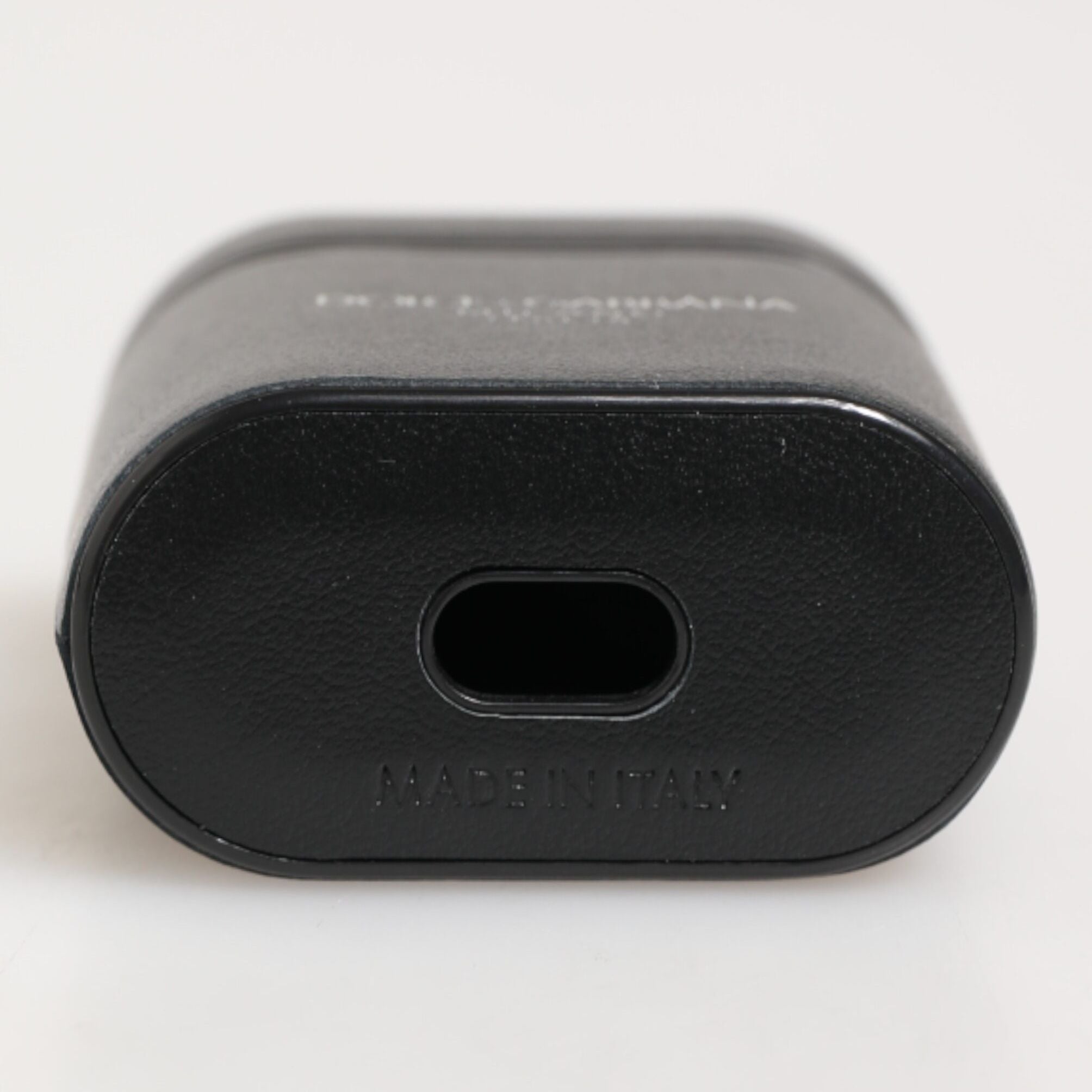 Dolce & Gabbana Black Calfskin Leather Logo Print Flip Holder Airpods Case