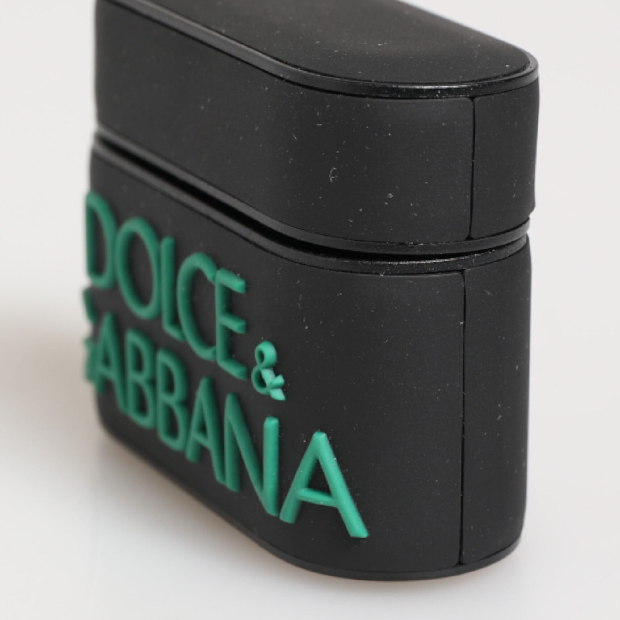 Dolce & Gabbana Black Mint Rubber Logo Embossed Accessory Airpods Case