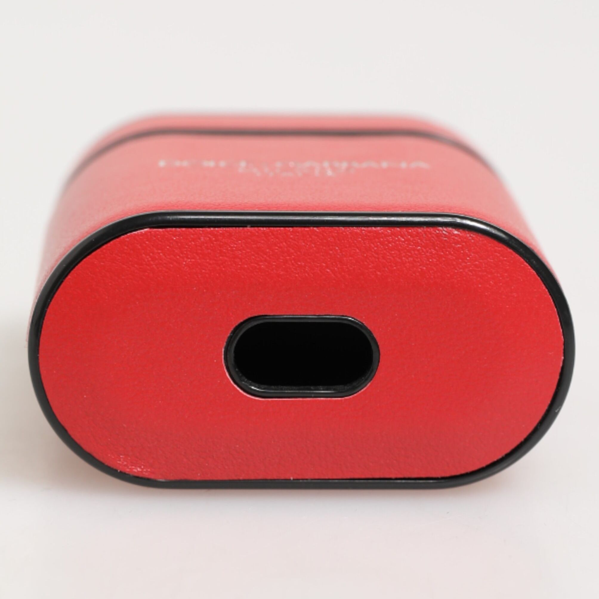 Dolce & Gabbana Red White Calfskin Leather Logo Flip Holder Airpods Case