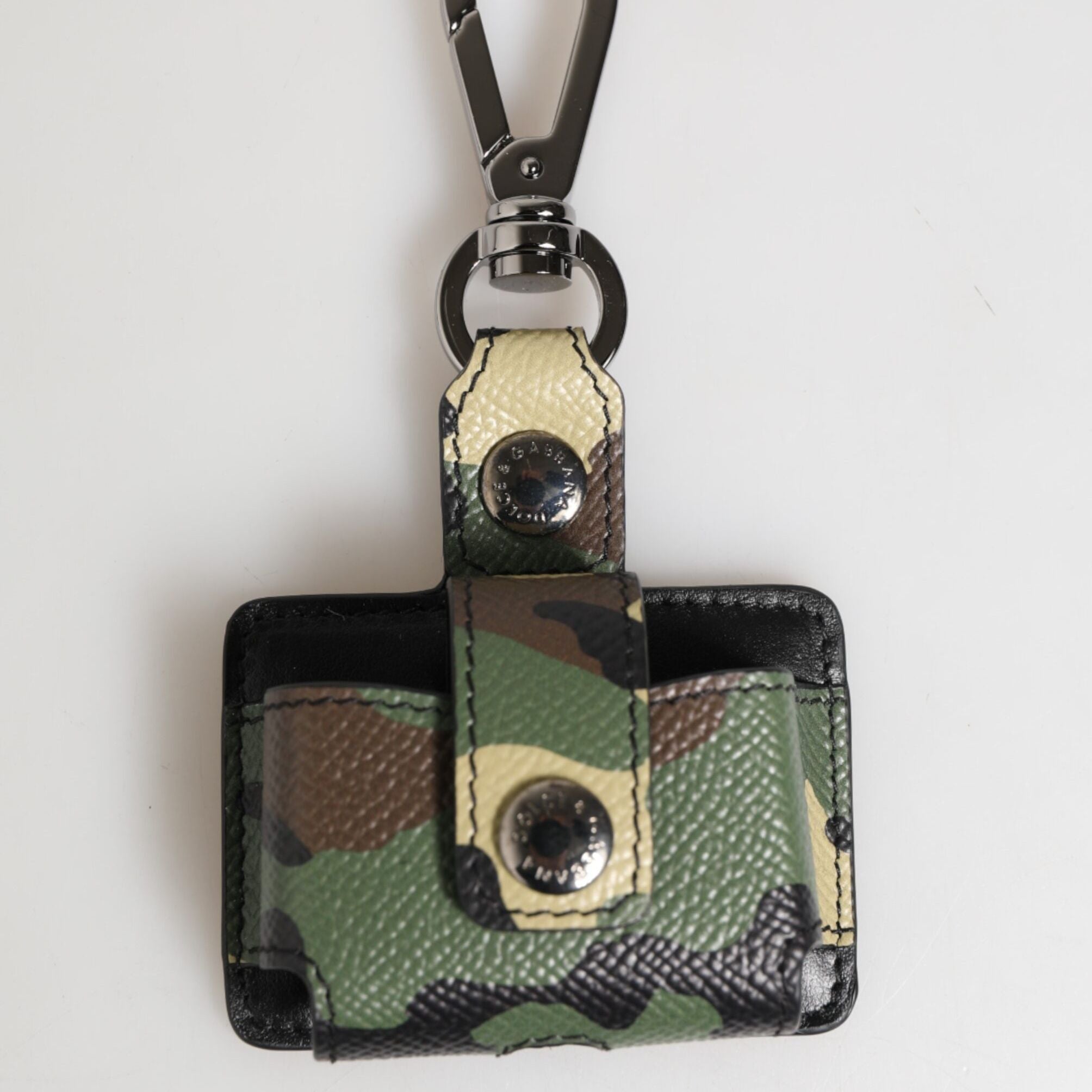 Dolce & Gabbana Multicolor Camouflage Leather Metal Accessory Airpods Case