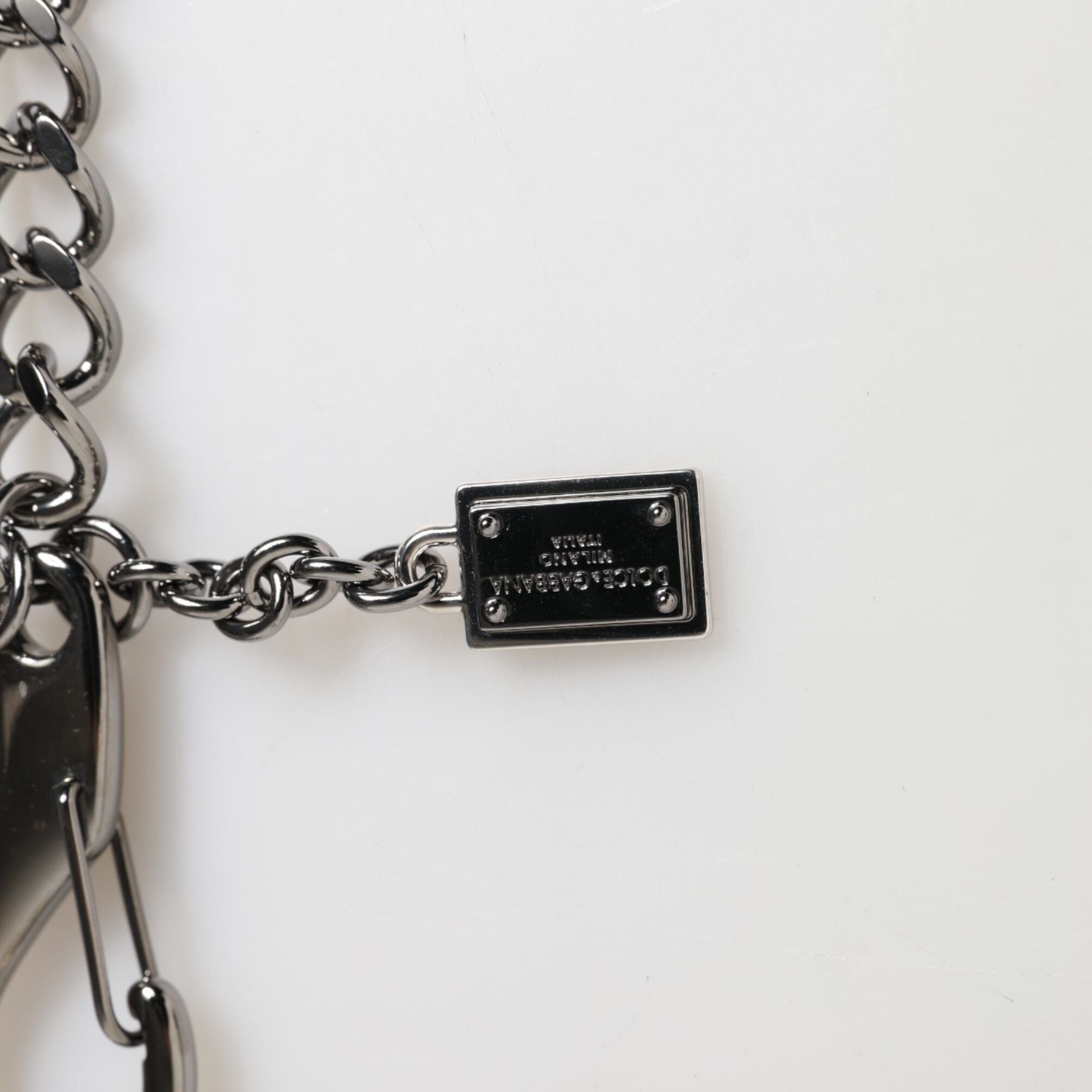Dolce & Gabbana Black Red Military Leather Patch DG Logo Keychain Keyring