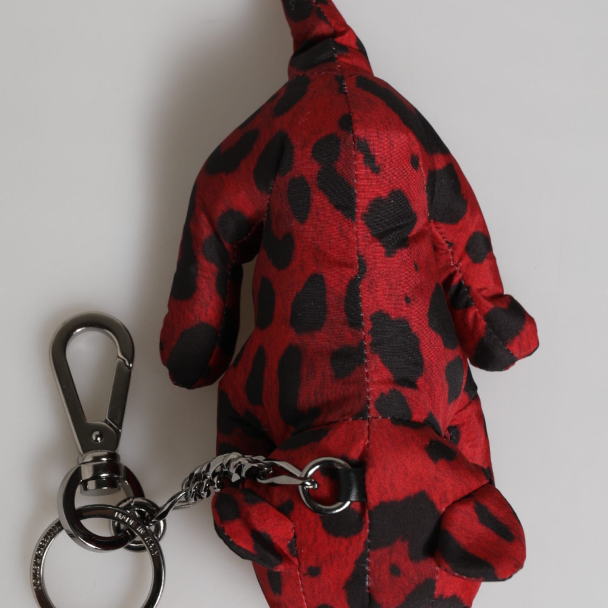 Dolce & Gabbana Red Black Polyester Animal Silhouette Bag Keychain Keyring