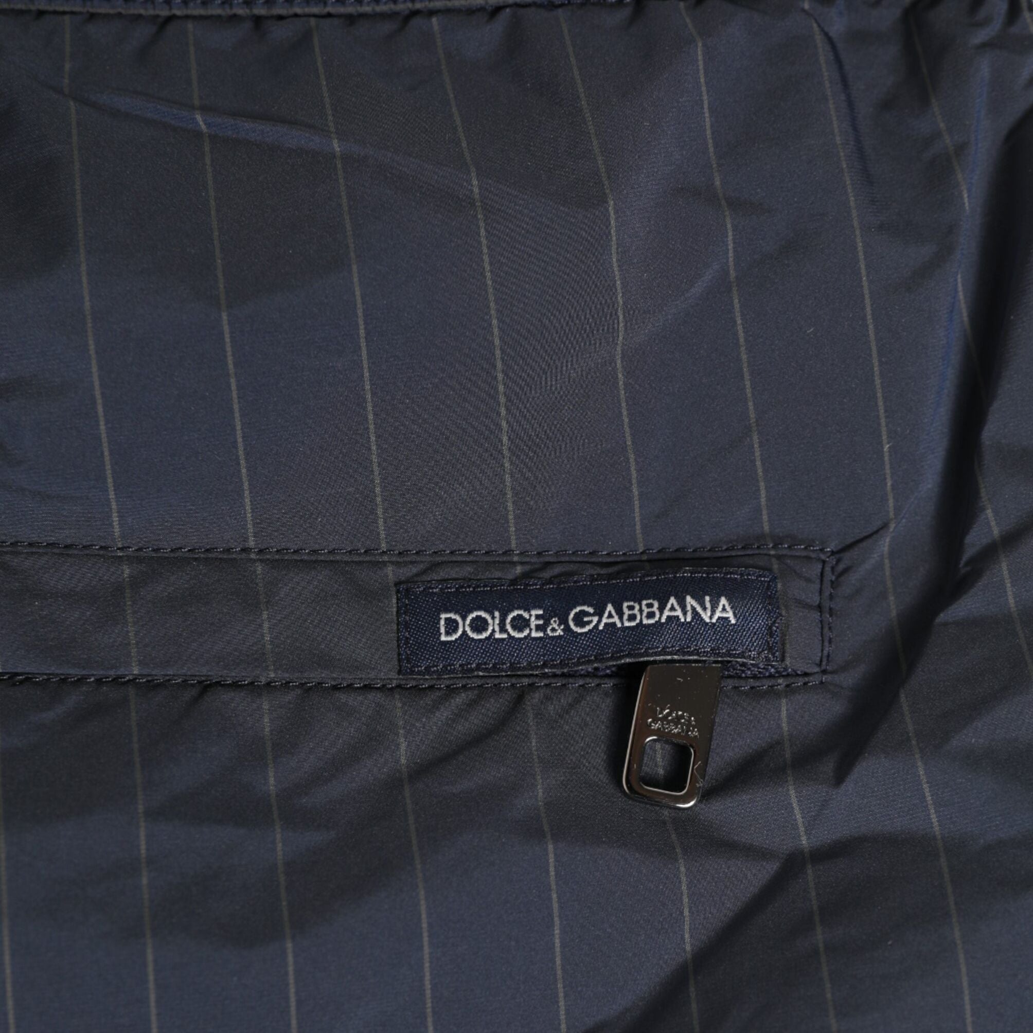 Dolce & Gabbana Navy Blue Polyester Pinstripe Men Shorts Swimwear
