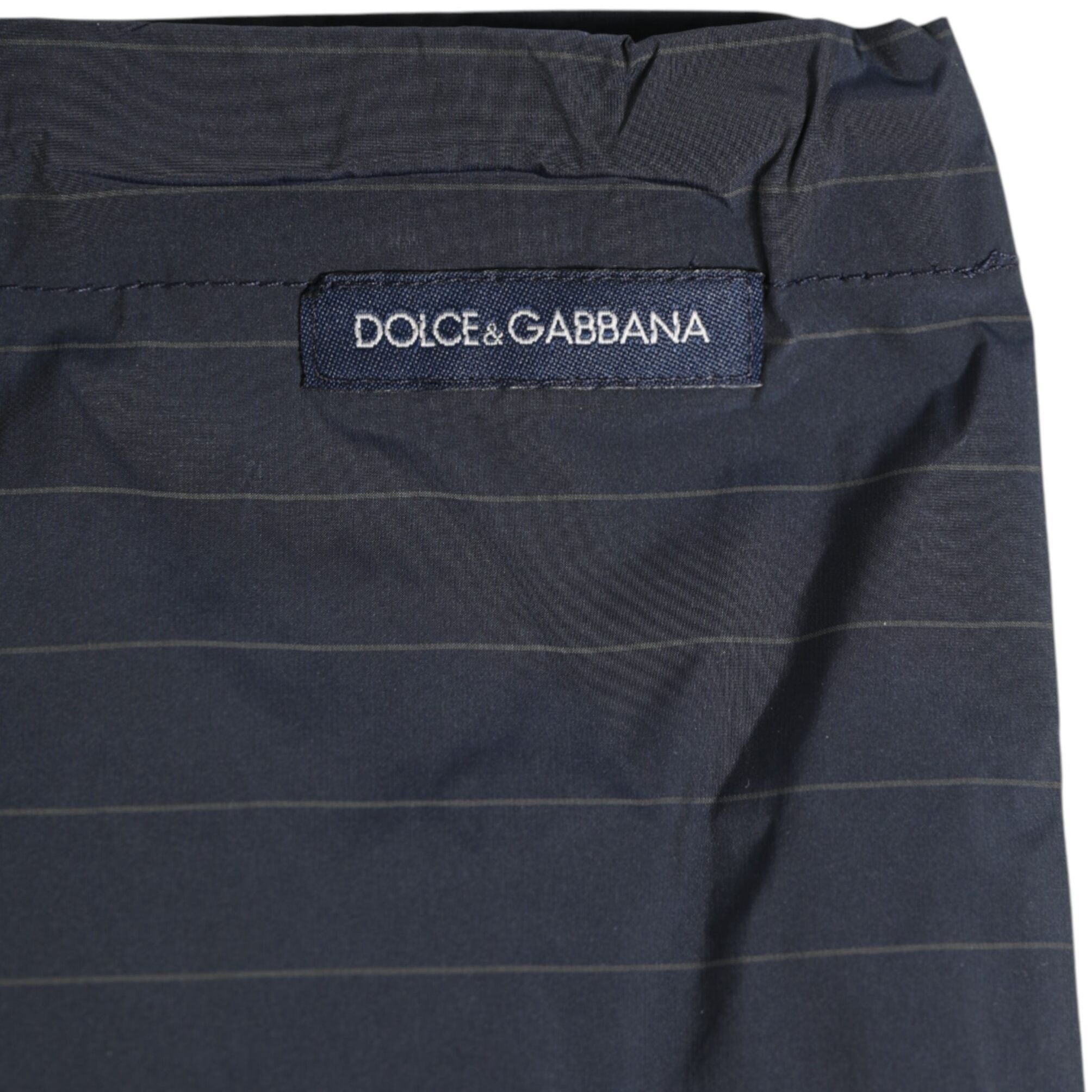 Dolce & Gabbana Navy Blue Polyester Pinstripe Men Shorts Swimwear