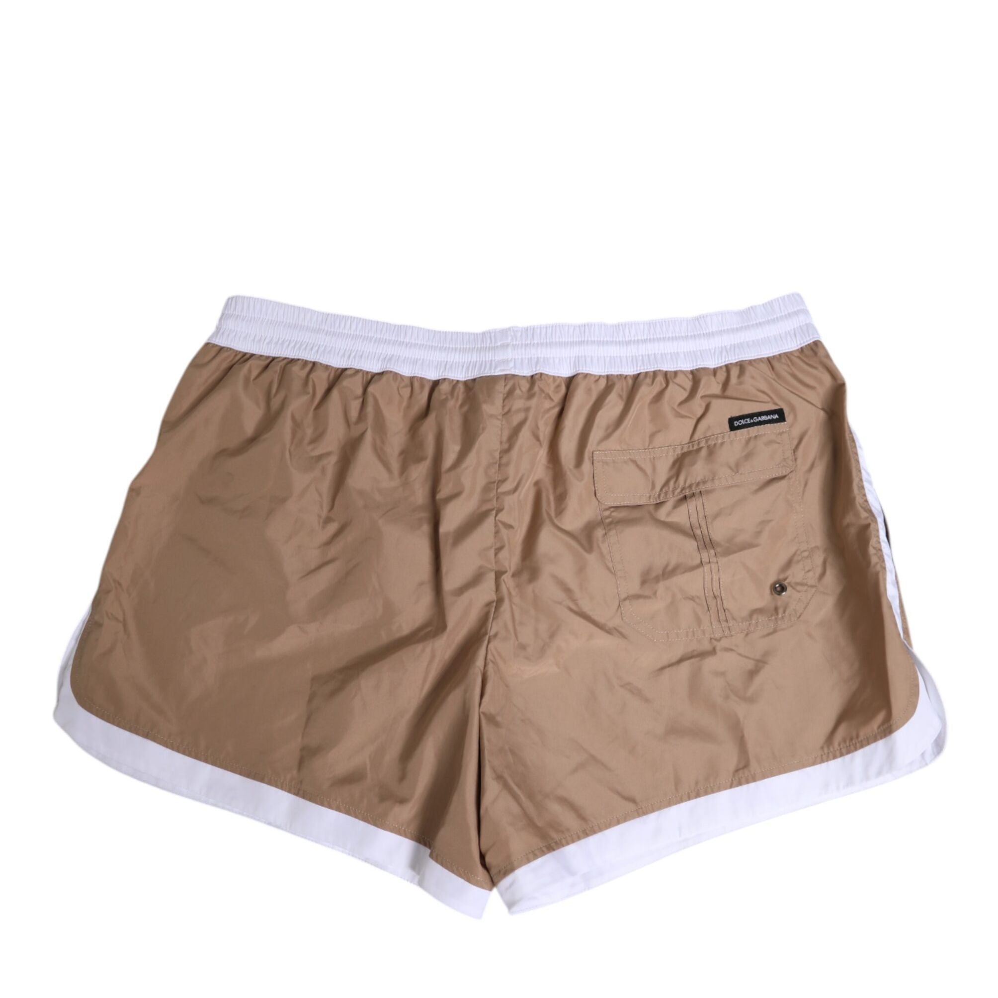 Dolce & Gabbana Brown White Polyester Re-Edition Shorts Swimwear