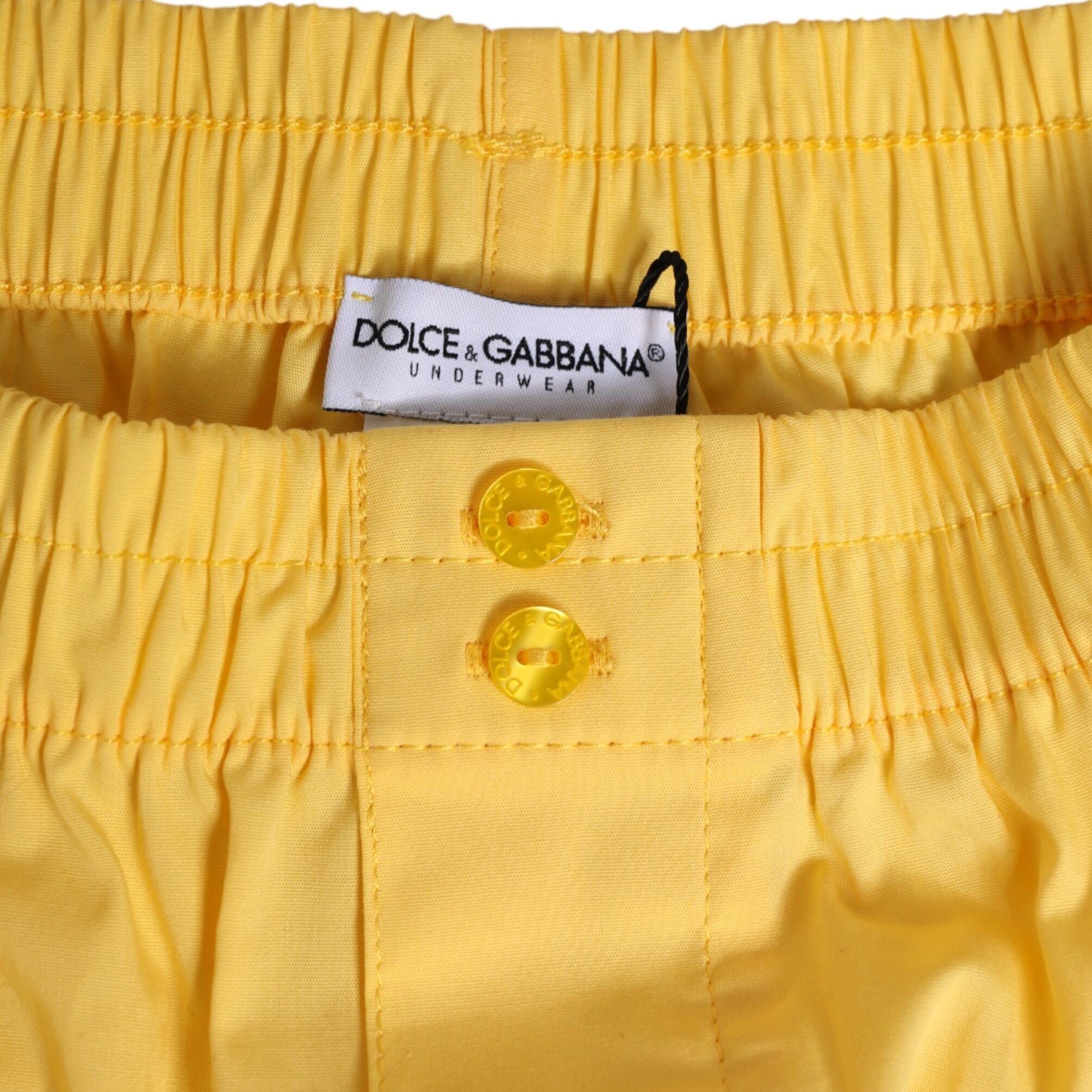 Dolce & Gabbana Yellow Cotton Elastic Waistband Short Swimwear