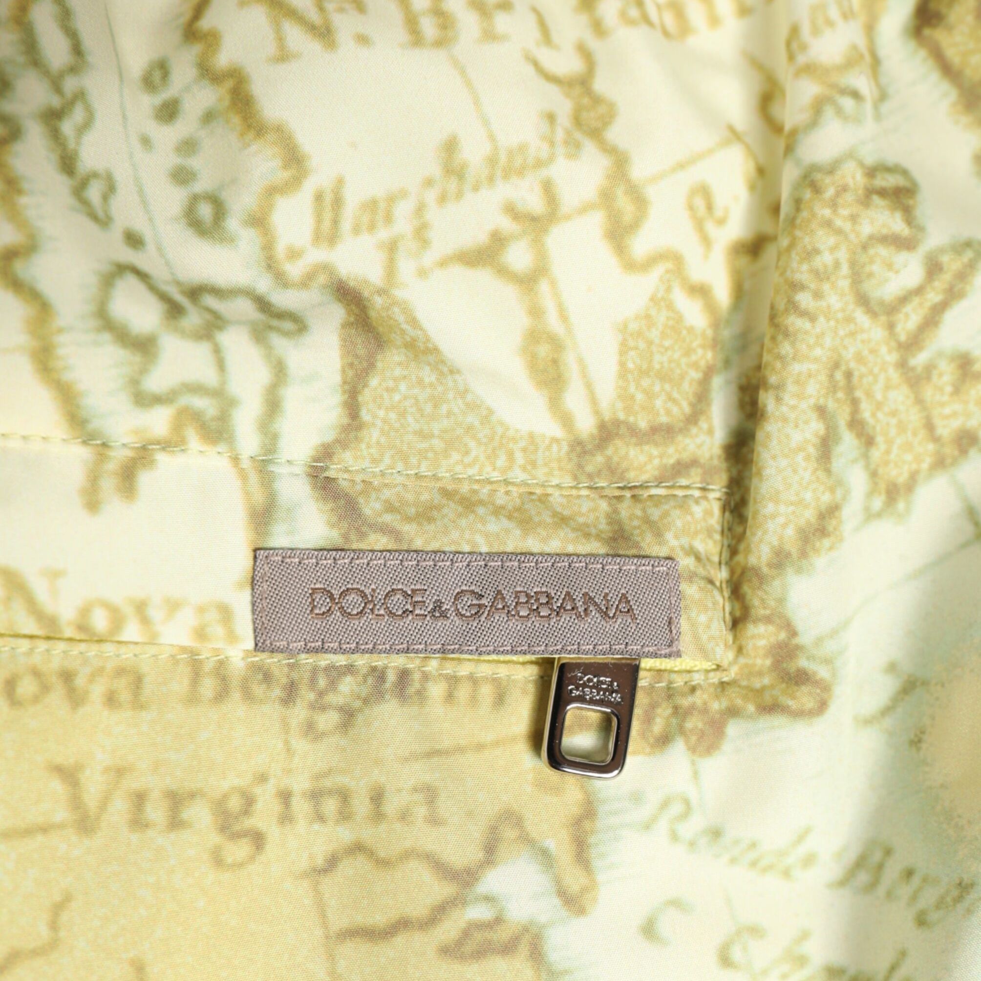 Dolce & Gabbana Yellow World Map Polyester Elastic Waistband Swimwear