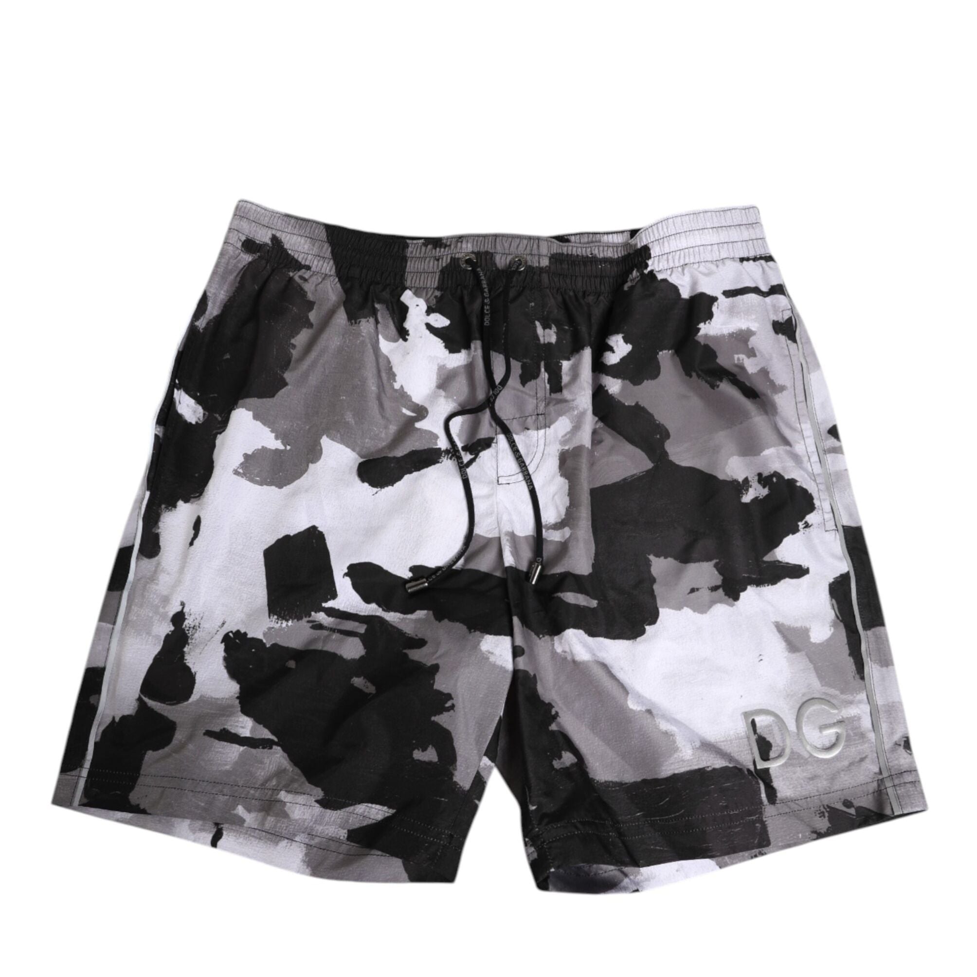 Dolce & Gabbana Black White Camouflage DG Logo Men Swimwear