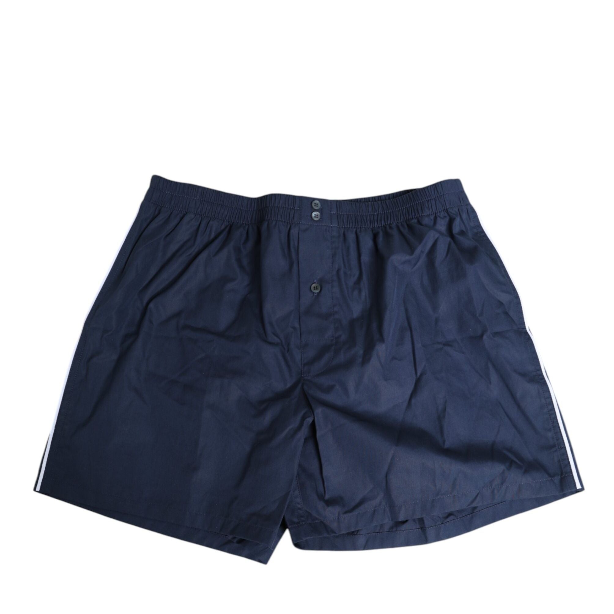 Dolce & Gabbana Navy Blue Cotton Elastic Waistband Button Swimwear