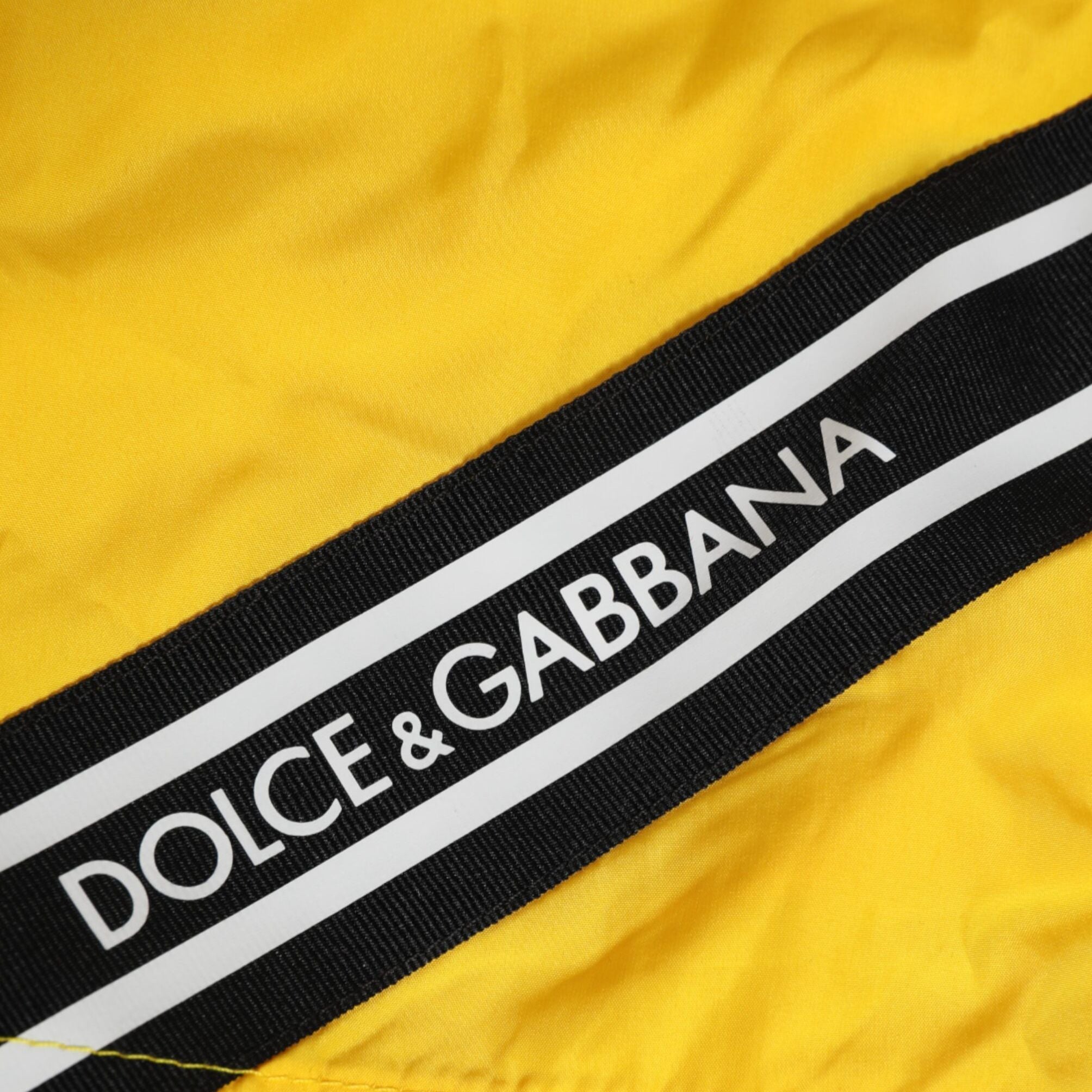 Dolce & Gabbana Yellow Drawstring Beachwear Men Shorts Swimwear