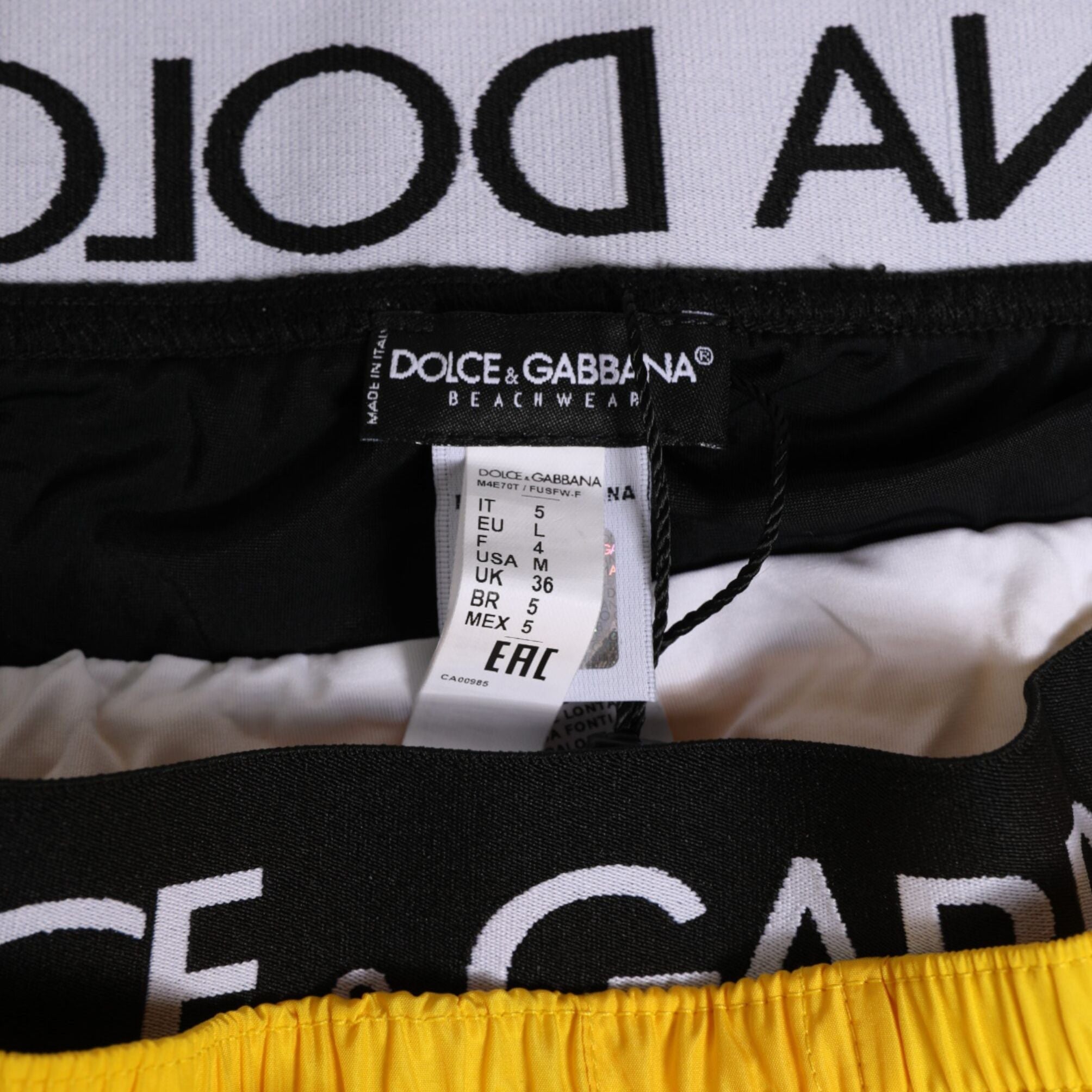 Dolce & Gabbana Yellow Drawstring Beachwear Men Shorts Swimwear